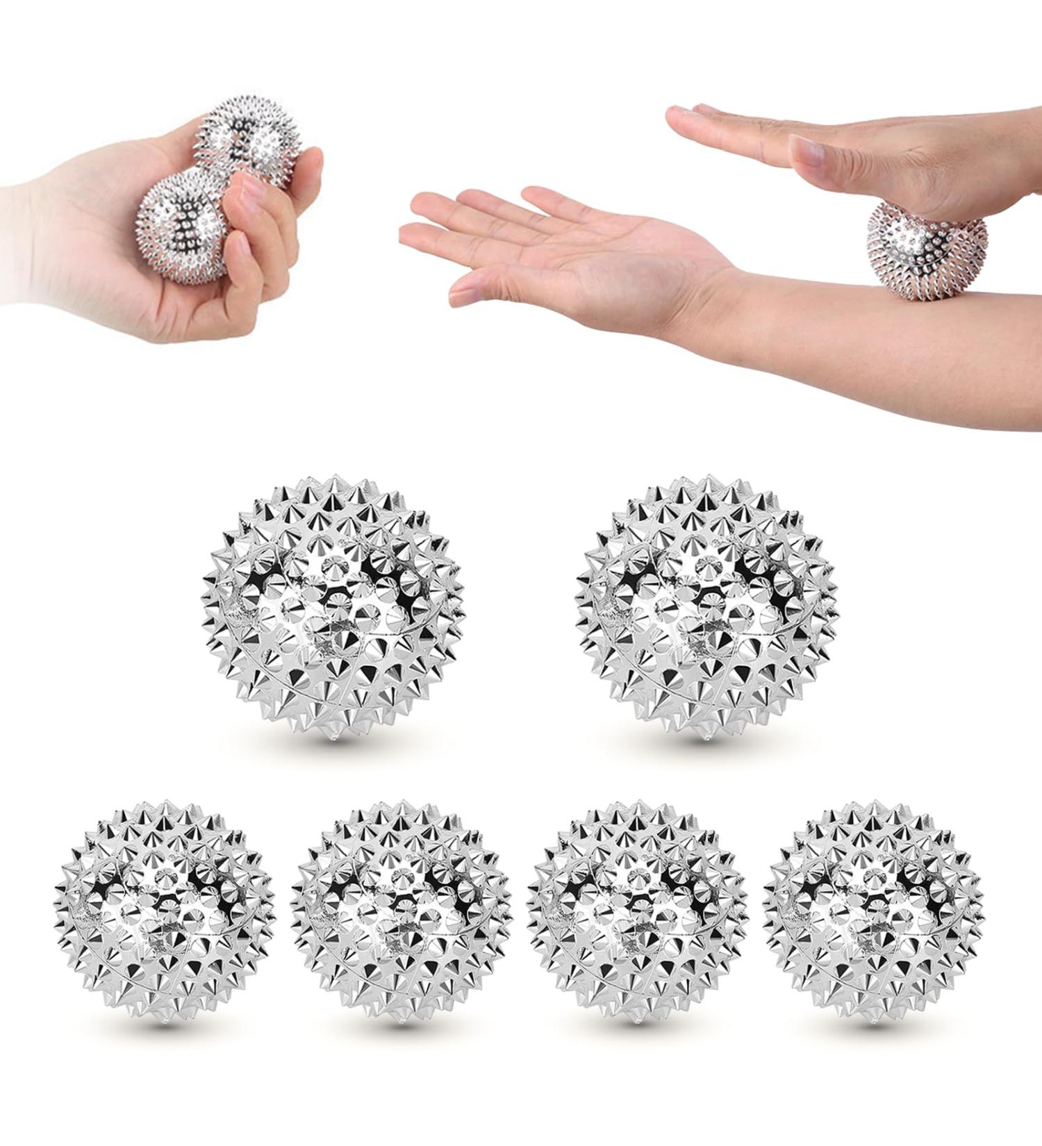 AEAEAN 6-Piece Magnetic Hedgehog Hand Massage Balls - Relieve Muscle Fatigue & Promote Blood Circulation (32mm/47mm) - Buy Online on GoSupps.com