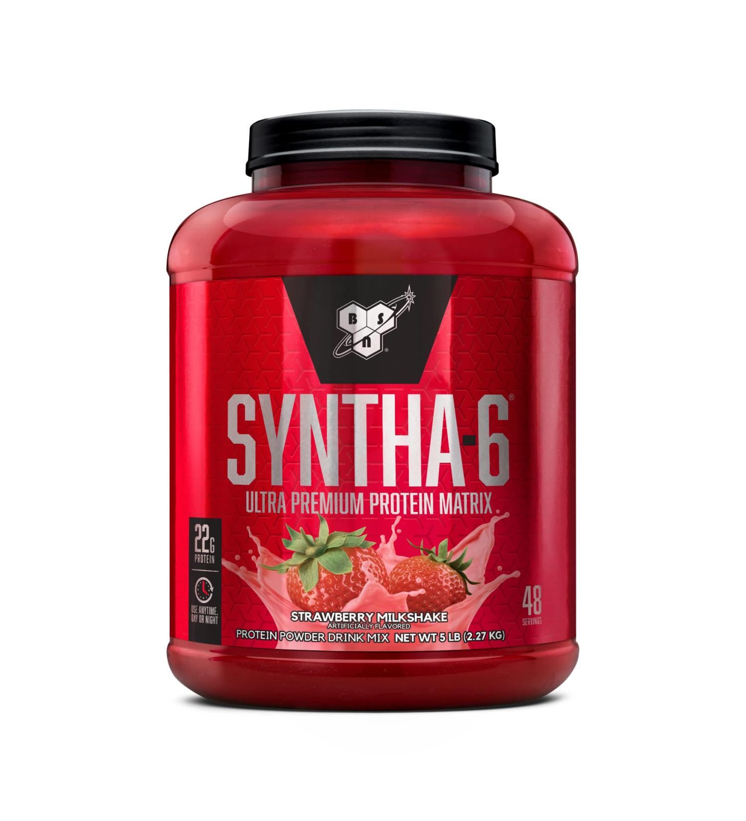 BSN SYNTHA-6 Whey Protein Powder - Strawberry Milkshake, 48 Servings - Buy Online on GoSupps.com