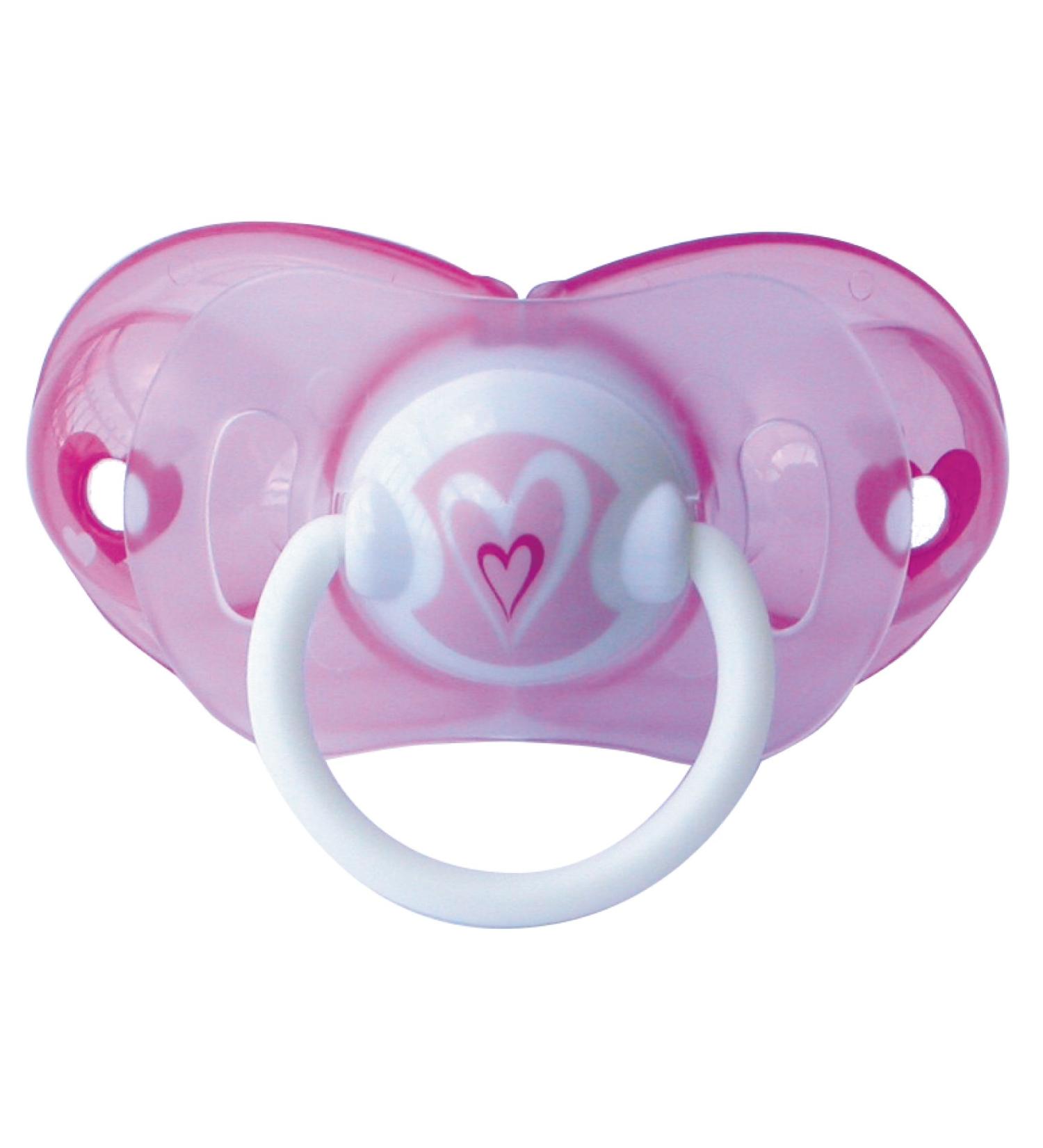 Smart Silicone Orthodontic Pacifier Size 1 for 0-6 Months - Pink Heart Design | International Shipping - Buy Online on GoSupps.com