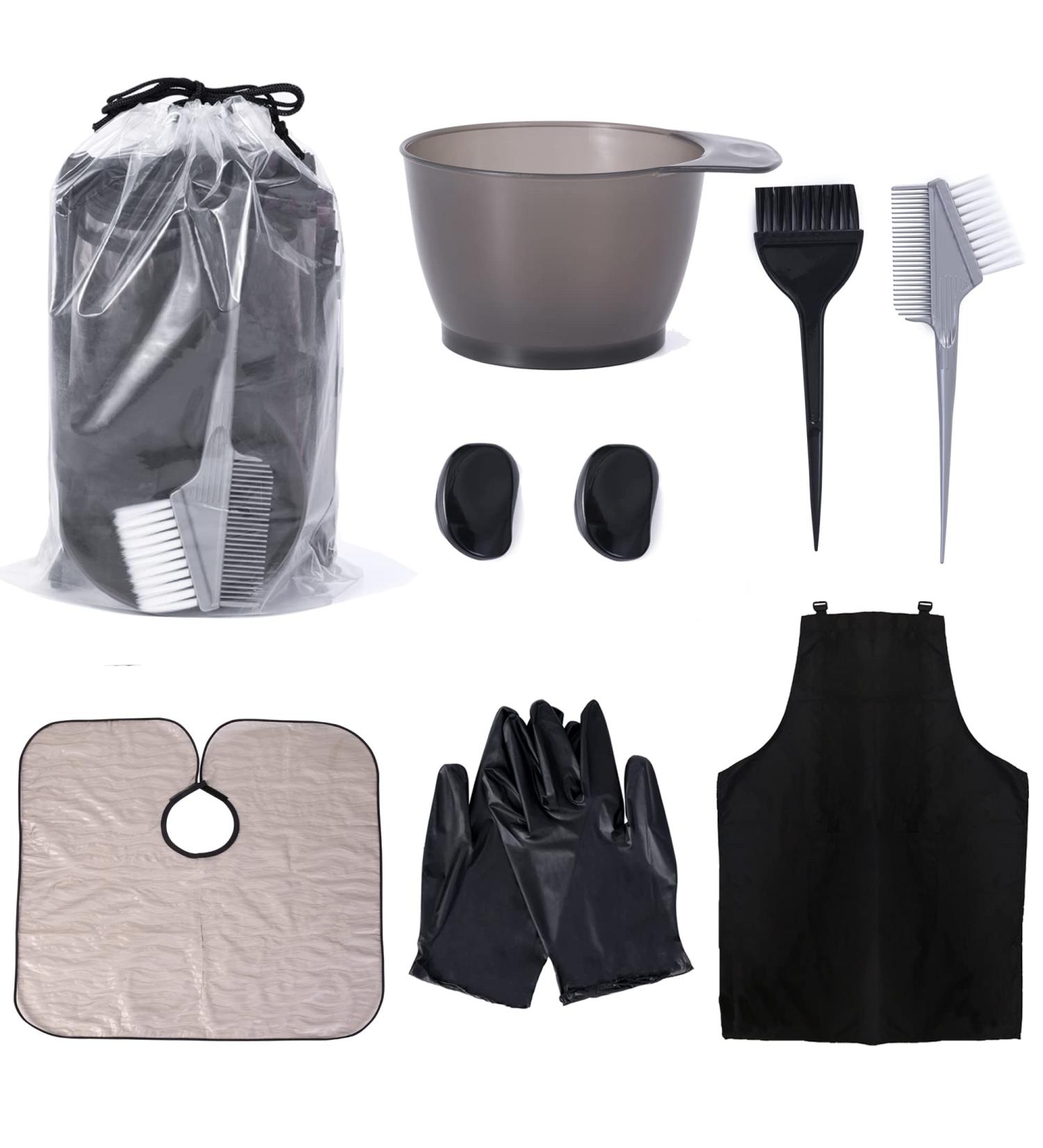 HYOUJIN Hair Dye Brush and Bowl Kit - Professional 9PCS Hair Bleach Highlighting Colouring Set - Salon Quality DIY Beauty Tool Set - Buy Online on GoSupps.com