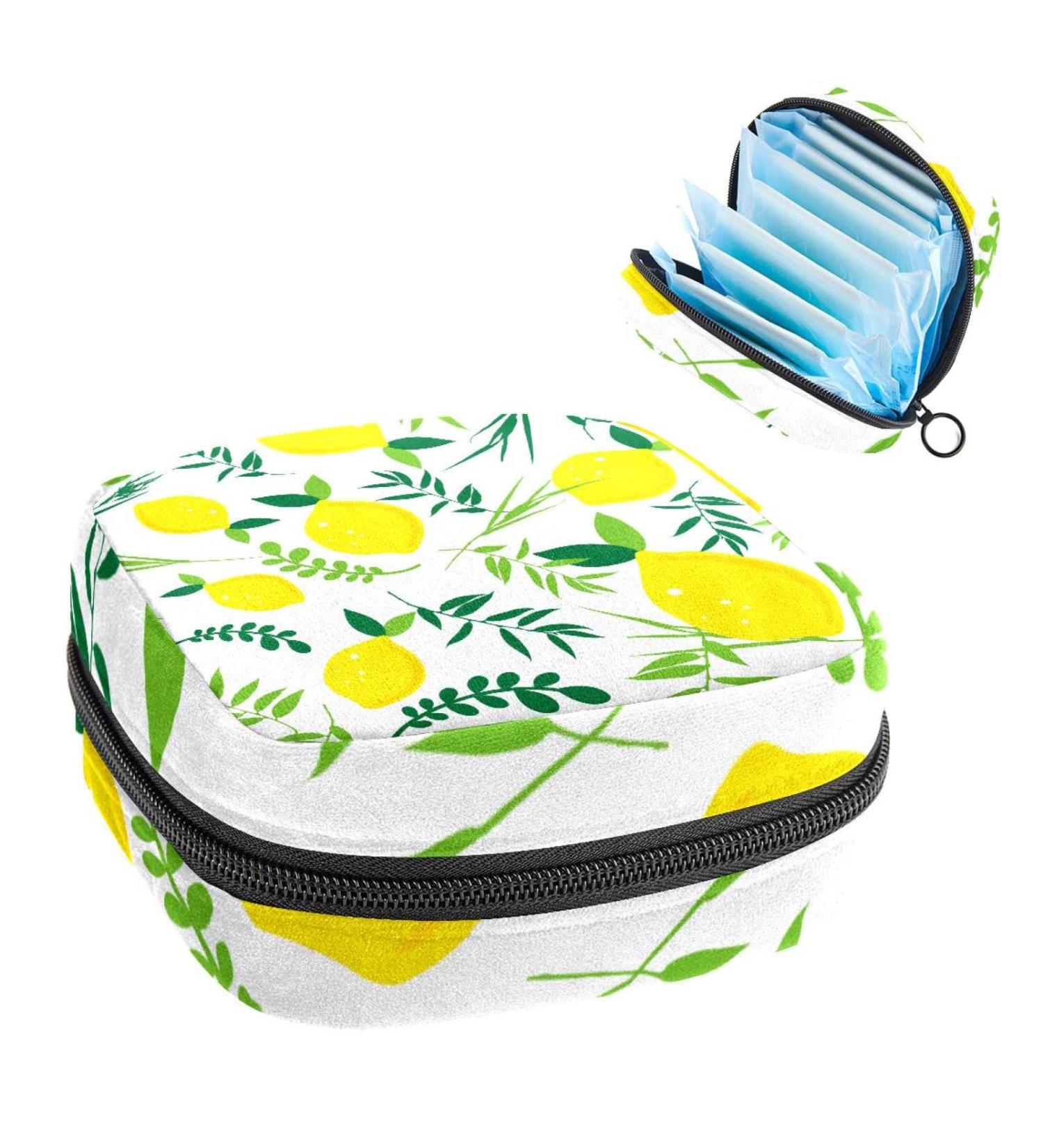 Yellow Lemon Sanitary Napkin Storage Bag | Feminine Menstrual Cup Pouch | Nursing Pad Holder | Portable Period Bag for Women Teen Girls - Multi-colored - Buy Online on GoSupps.com