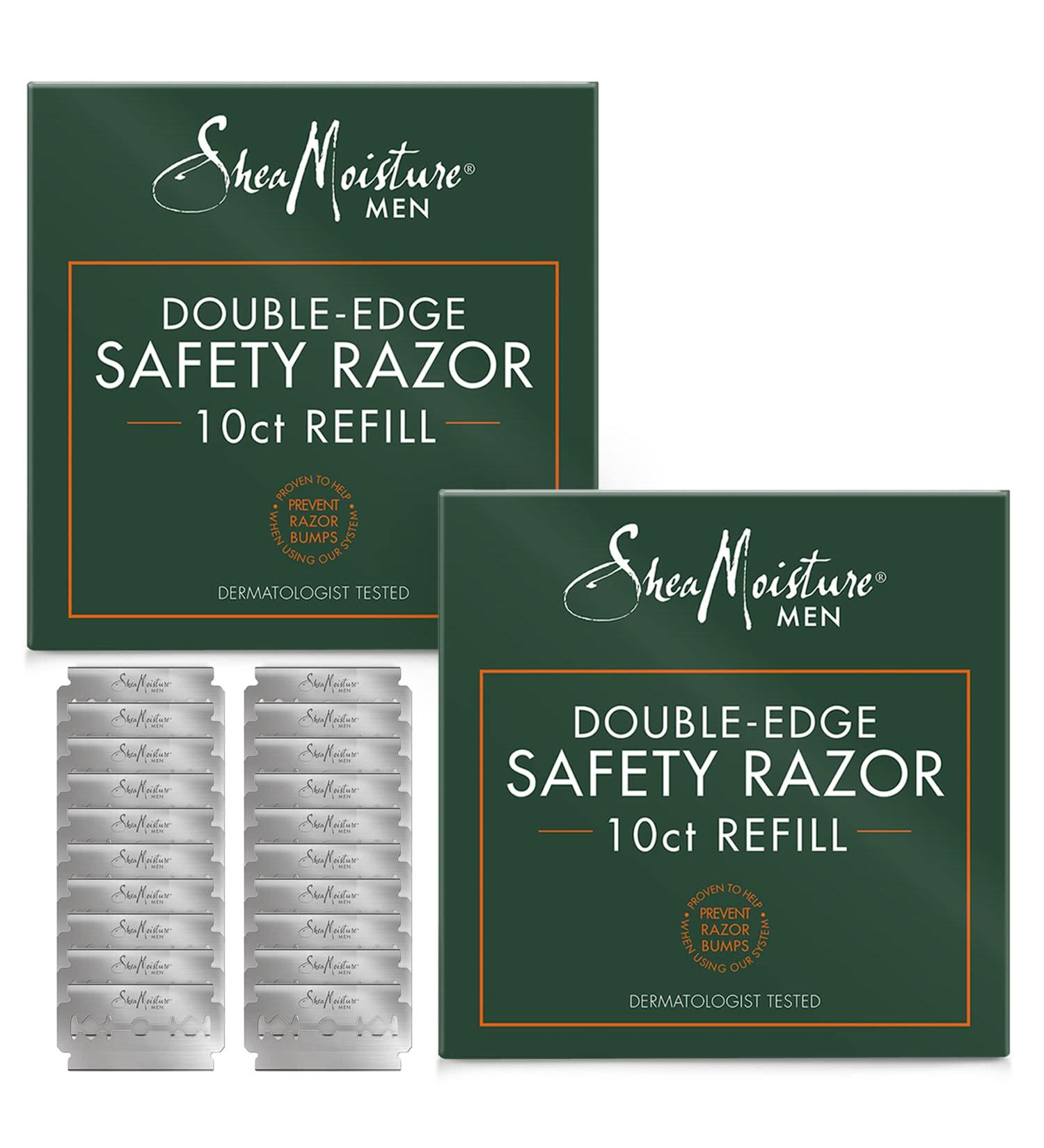 SheaMoisture Men Double Edge Safety Razor Blades - Platinum Coated Stainless Steel 2 Pack 10 Individually Wrapped Blades - Best for Smooth Shaves - Buy Online on GoSupps.com
