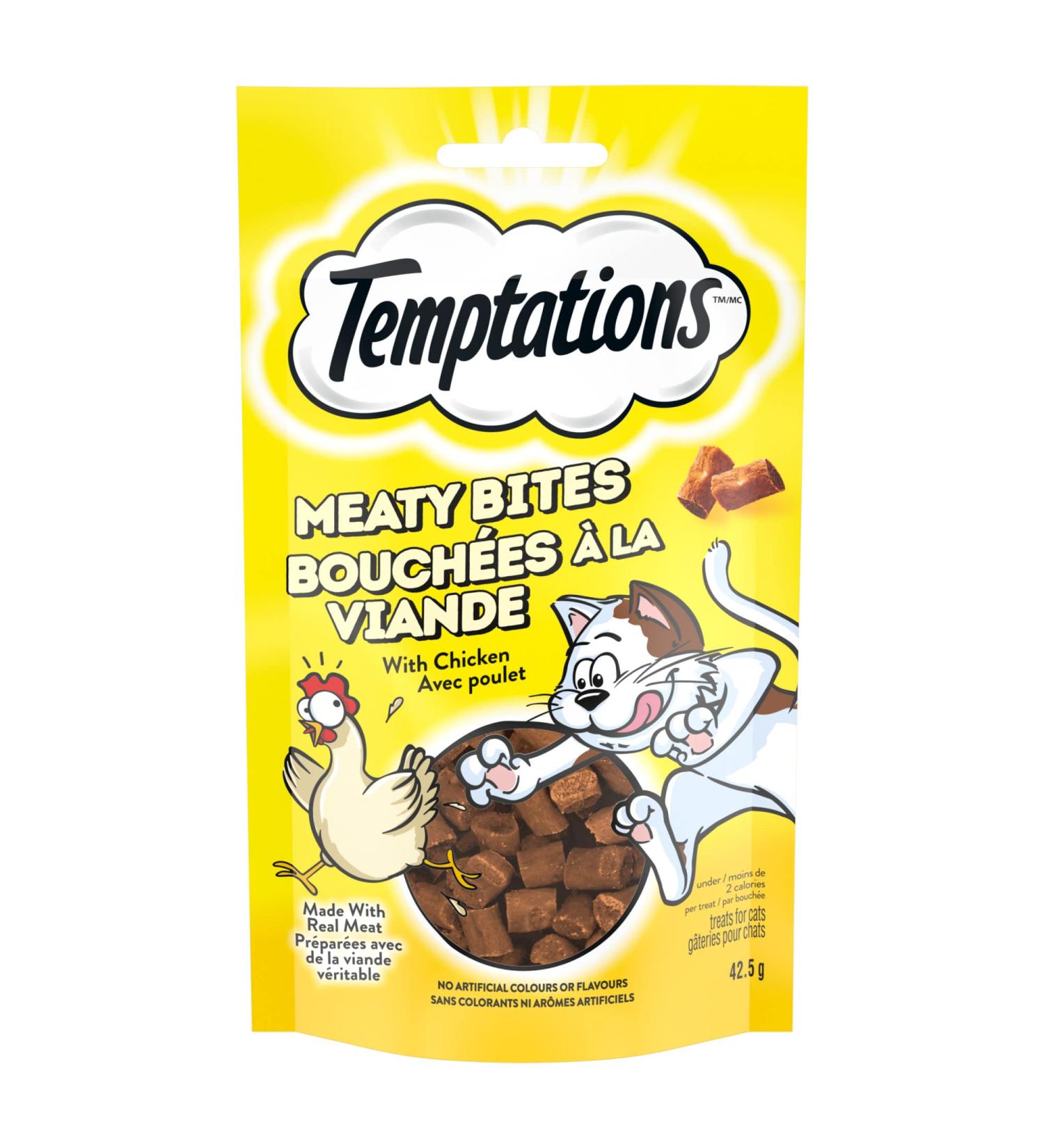 TEMPTATIONS MEATY BITES Cat Treats Adult Chicken 42.5g Pouch (7 Pack) - Buy Online on GoSupps.com