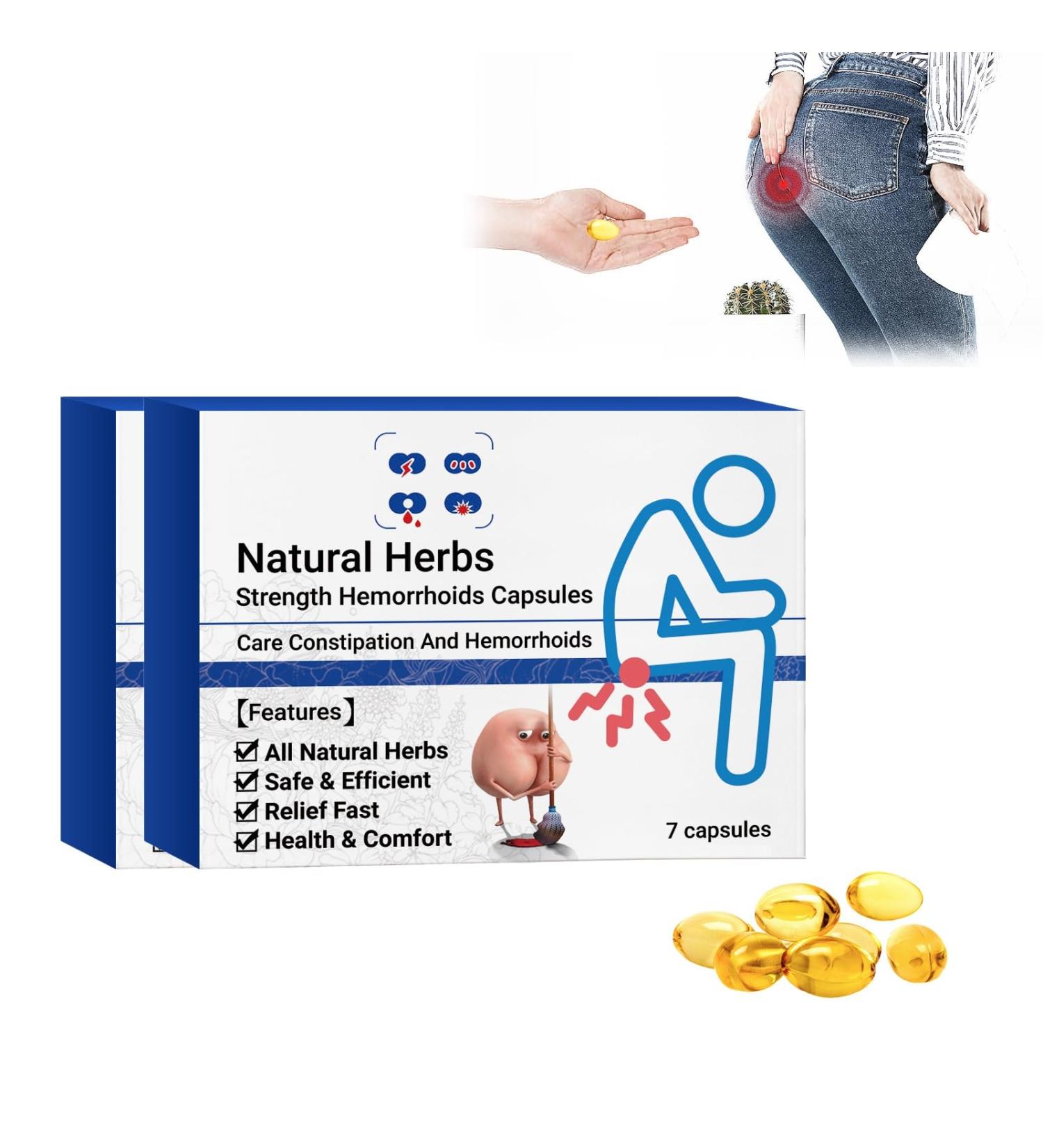 Heca Natural Herbal Strength Hemorrhoid Capsules - 2pcs for Natural Relief and Treatment - Buy Online on GoSupps.com