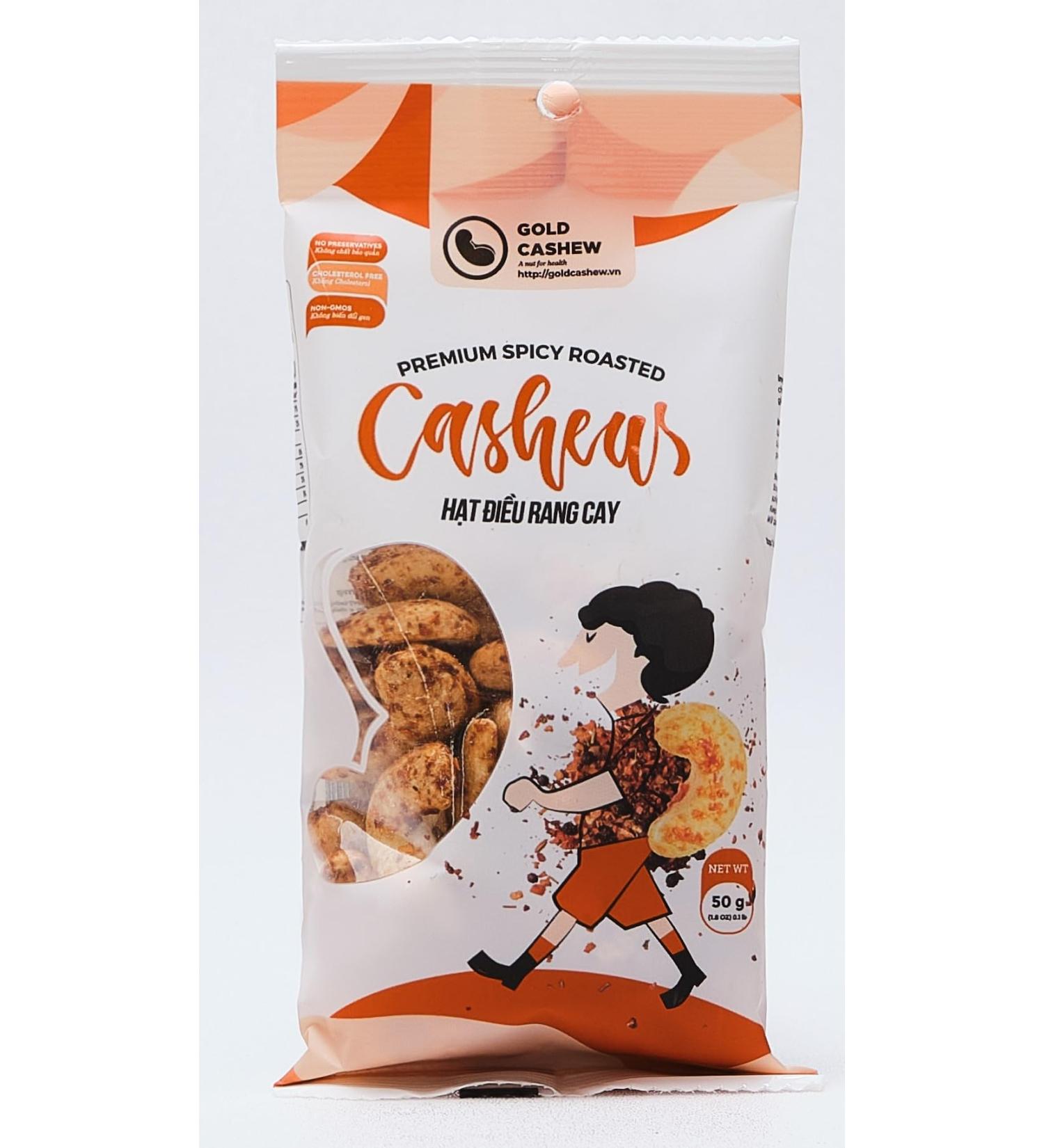 10-Pack | Cashew Nuts (10x 50g Packets) | Natural | GMO Free | Vegan | Cholesterol Free | Source of Protein (Spicy)