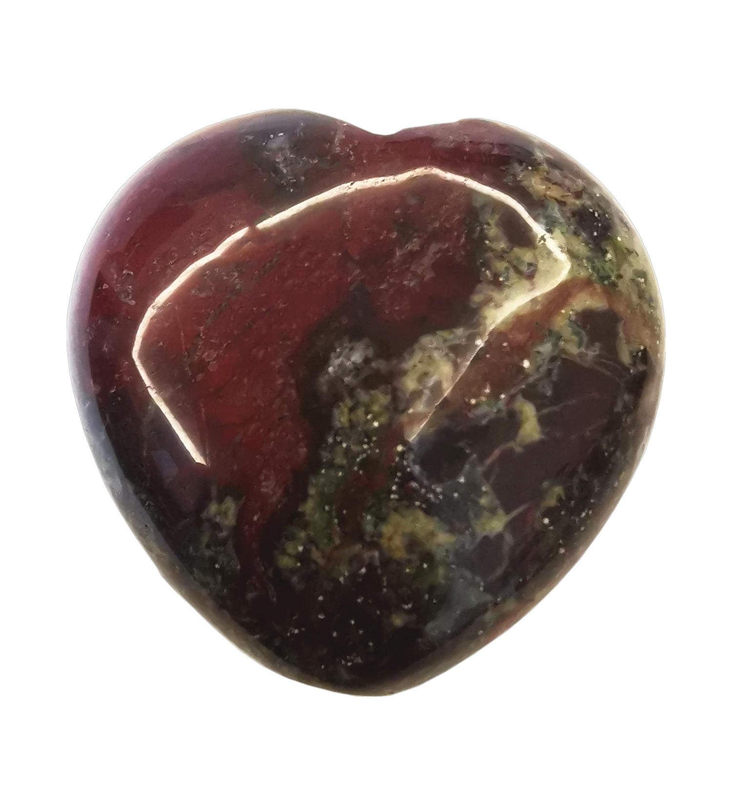 Manekieko Natural Dragon Blood Jasper Heart Stone | 40mm Palm Worry Carved Crystals for Healing & Love - Buy Online on GoSupps.com
