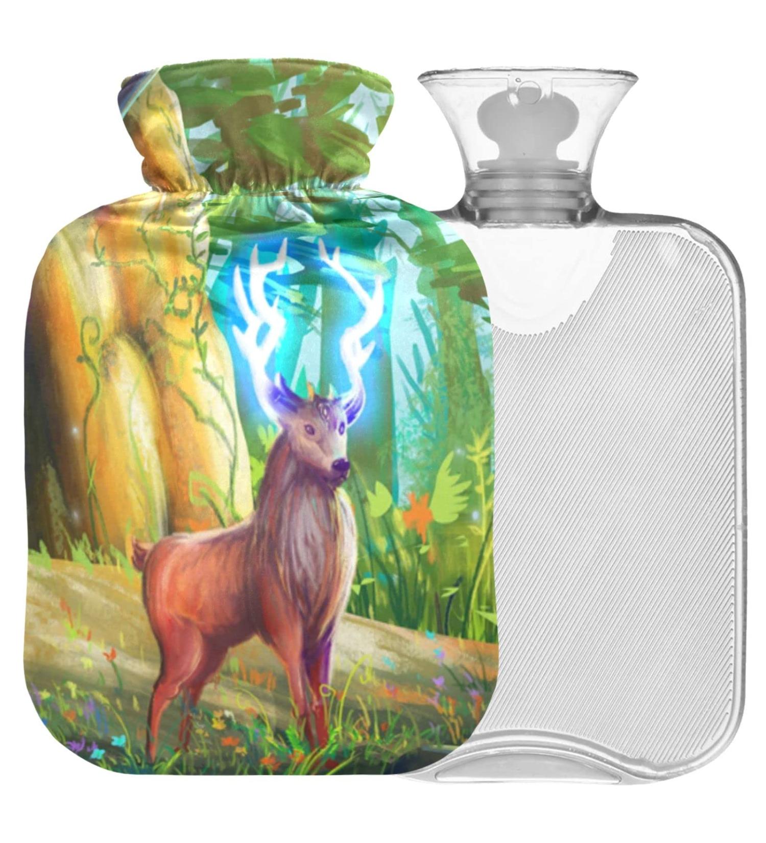 Naanle Fantastic Hirsch 2L Transparent Hot Water Bottle with Cover | Pain Relief & Heat/Cold Therapy for Hands & Feet - Buy Online on GoSupps.com