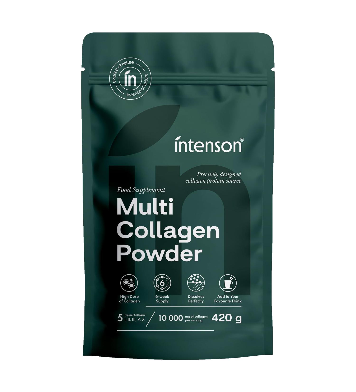Intenson Poudre Multi Collag ne 420 g 5 Types de Collag ne (I II III V X) Soutient la Peau les Cheveux les Ongles les Os et les Articulations Peptides de Collagene Hydrolys s Sans Saveur