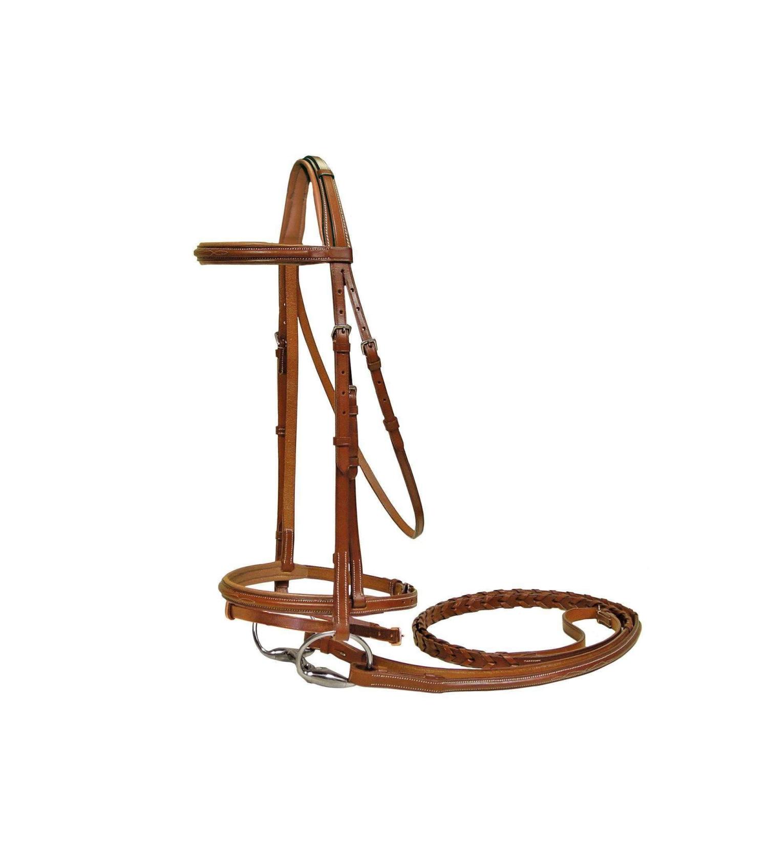 Derby Originals Paris Tack Square Raised Fancy Stitched Leather English Bridle - Chestnut, Full Size - Buy Online on GoSupps.com