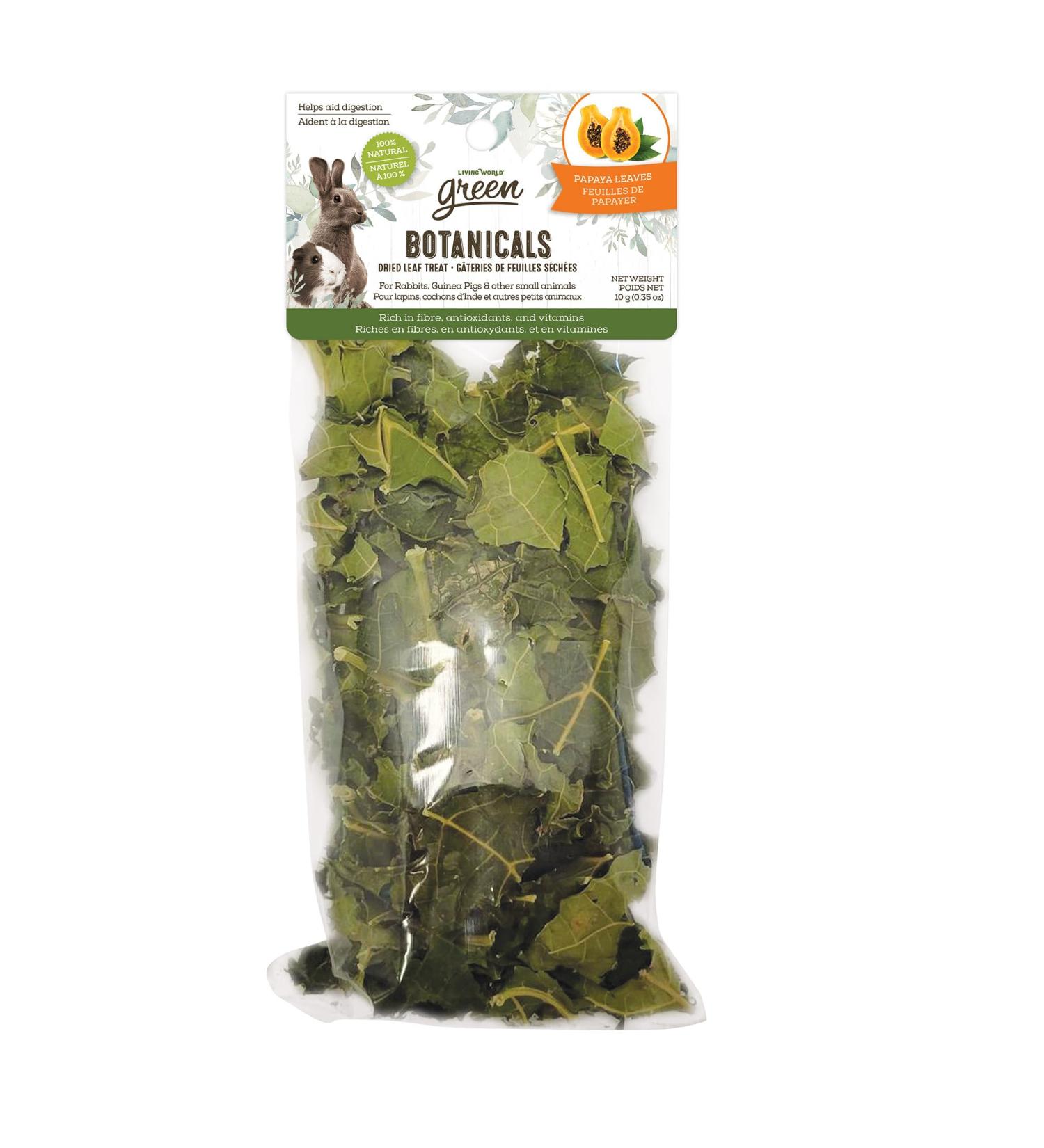 Living World Green Botanicals Dried Leaf Treat - Papaya Leaves - 10 g (0.35 oz) - Buy Online on GoSupps.com