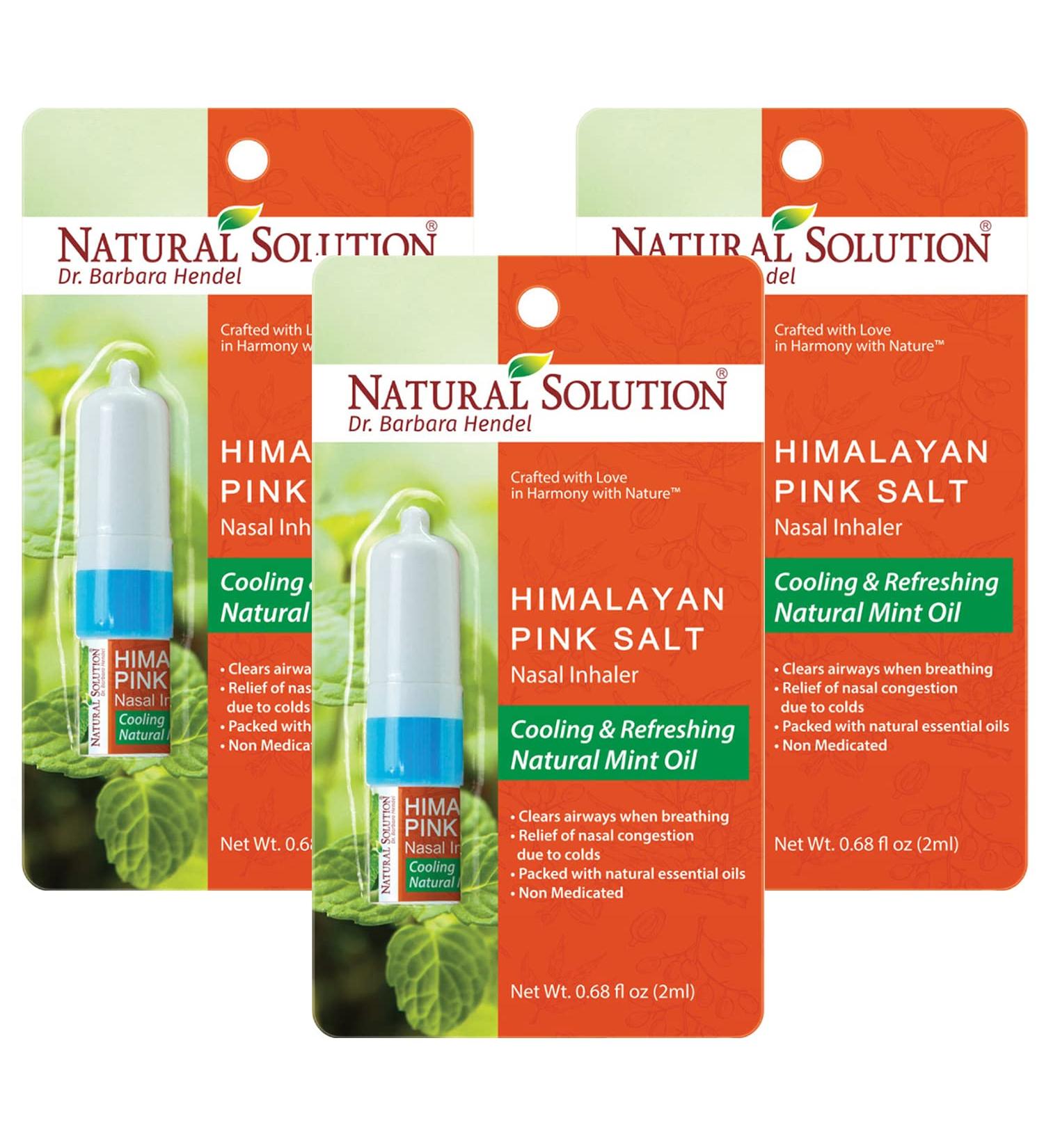 Natural Solution Himalayan Salt Inhaler, Help Clear Nose Congestion, Boost Focus and Improve Breathing with Refreshing Organic Mint Essential Oil, Aromatherapy 0.68fl oz/Each, Pack of 3 Mint Oil - Buy Online on GoSupps.com
