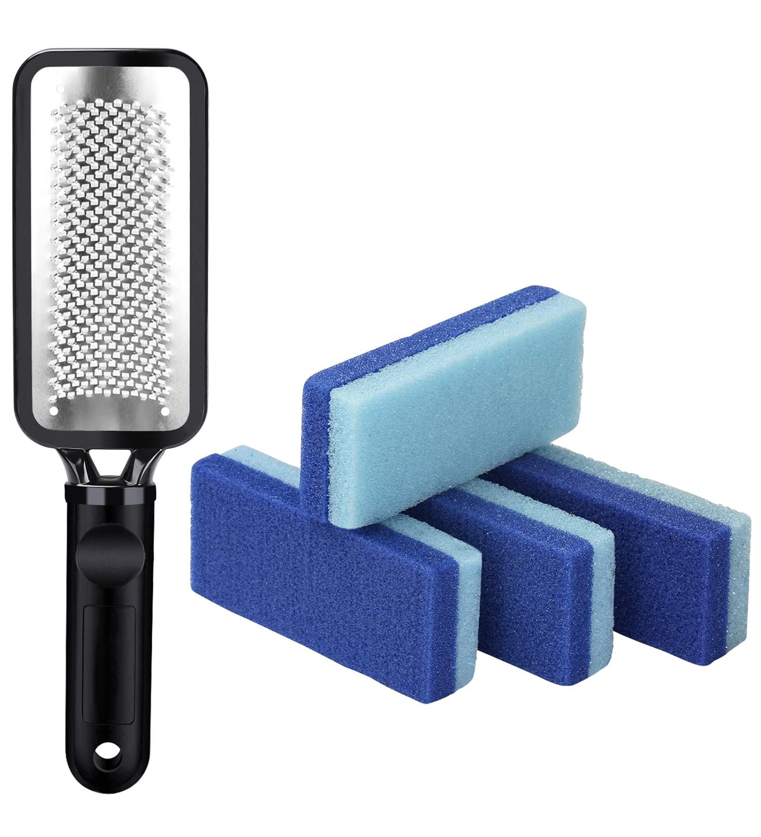 Professional Foot File Set - Portable Foot File with 4 Pack 2-in-1 Foot Pumices | Rust-Resistant Foot Scrubber for Rough Dead Skin Removal | Durable Foot Pedicure Kit for Callus & Wet/Dry Feet - Buy Online on GoSupps.com