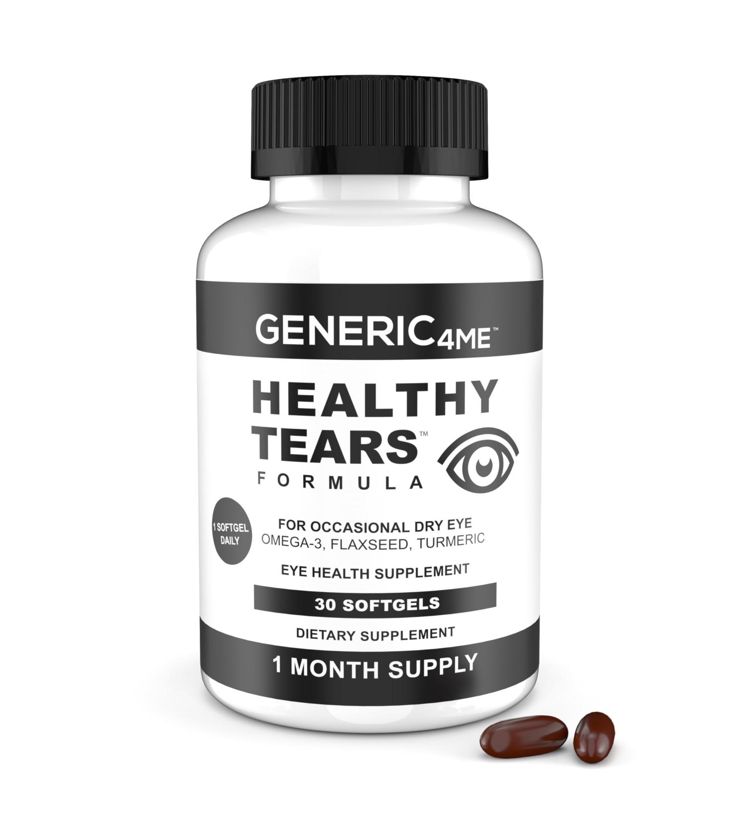 Generic4ME Healthy Tears for Occasional Dry Eye Omega-3 Fish Oil EPA DHA Vitamin E Eye Vitamin Redness Relief Itch Relief One per Day 1 Month Supply - Buy Online on GoSupps.com