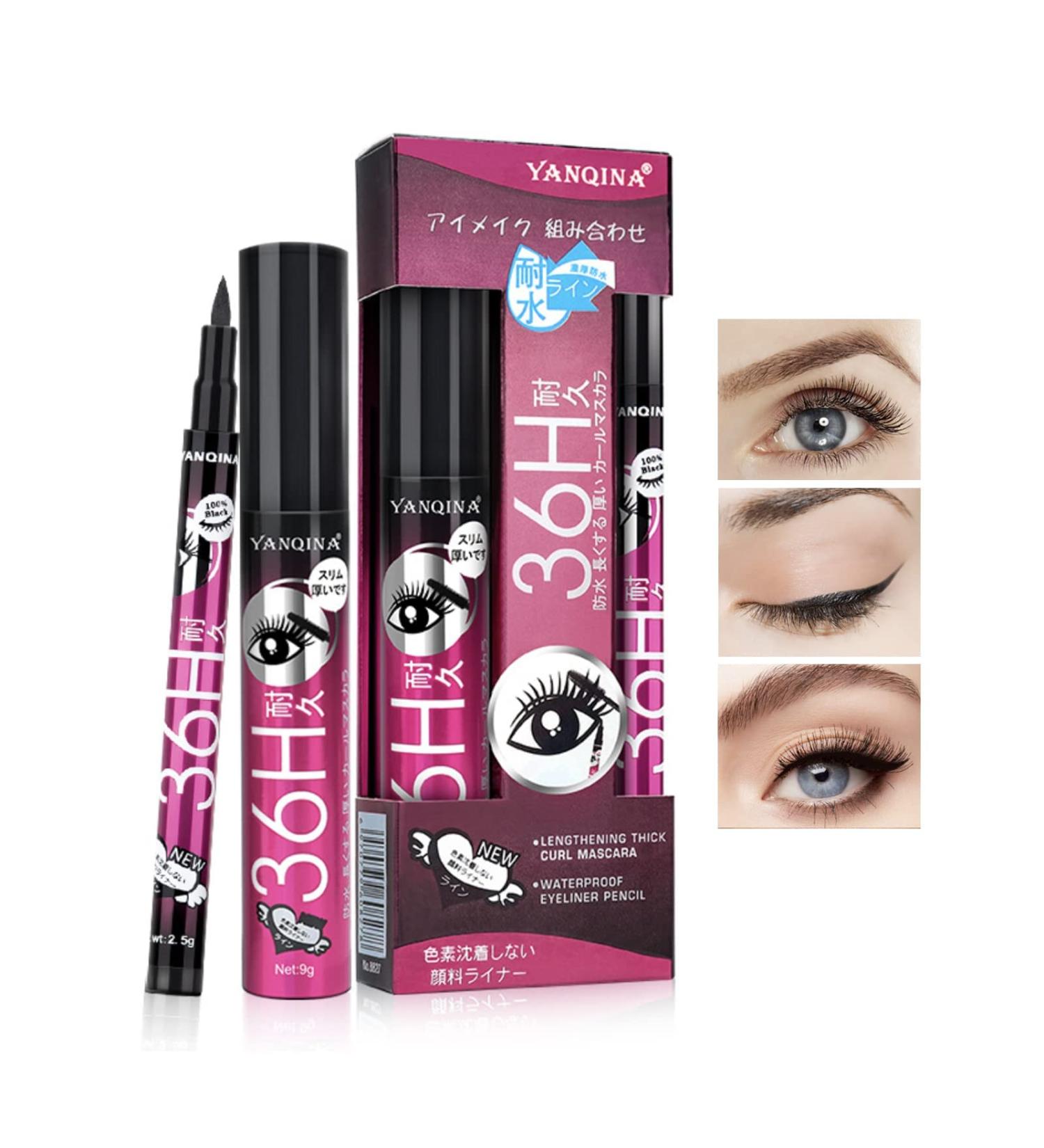 Benuomi 4D Silk Fiber Lash Mascara & Waterproof Eyeliner Set - Long Lasting, Thickening, Lengthening Formula - 2pcs Makeup Kit for Durable Waterproof Eyes - 2 IN 1-B - Buy Online on GoSupps.com