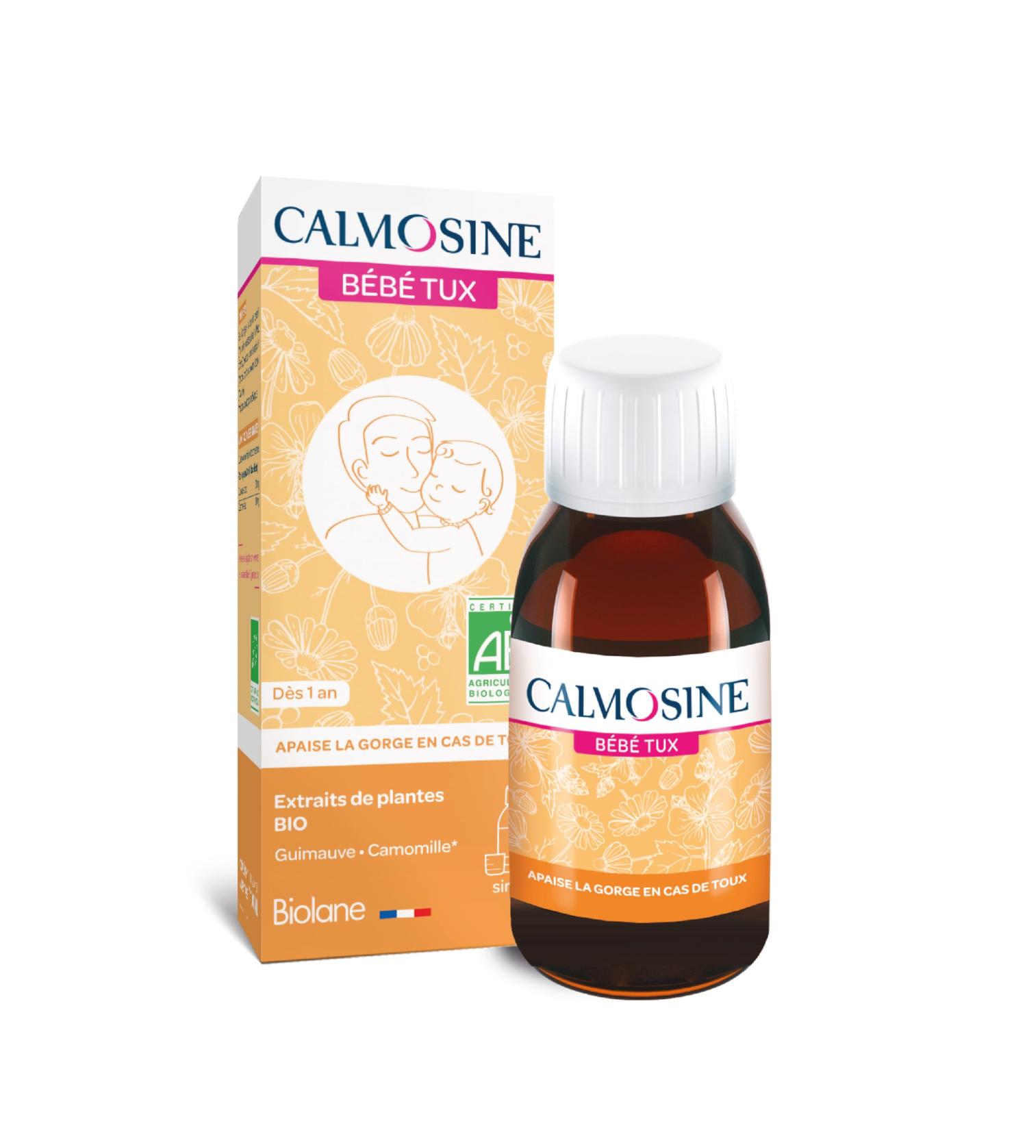 Calmosine - Baby TUX - Soothes throat when coughing - With organic plant extracts - 100ml bottle - Made in France - Buy Online on GoSupps.com