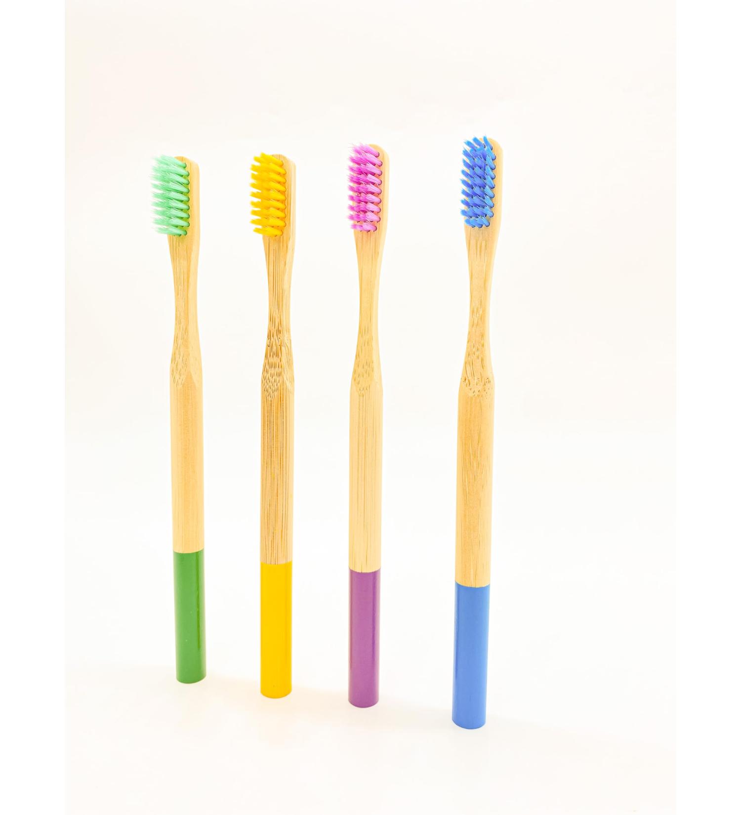 Eco-Friendly Plastic-Free Bamboo Toothbrushes 4-Pack | Sustainable Oral Care - Buy Online on GoSupps.com