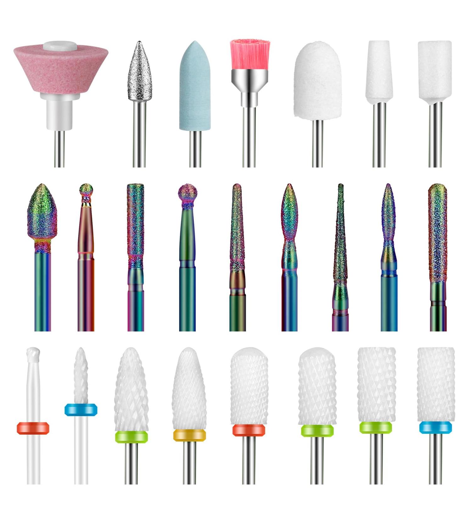 SAVILAND 24-in-1 Nail Drill Bits Set: All-in-1 Nail Bits for Nail Drill Nail File 3/32 Inch Diamond Cuticle Electric Carbide Remover Ceramic Acrylic Nails Professional Acrylic Nail Salon - Buy Online on GoSupps.com