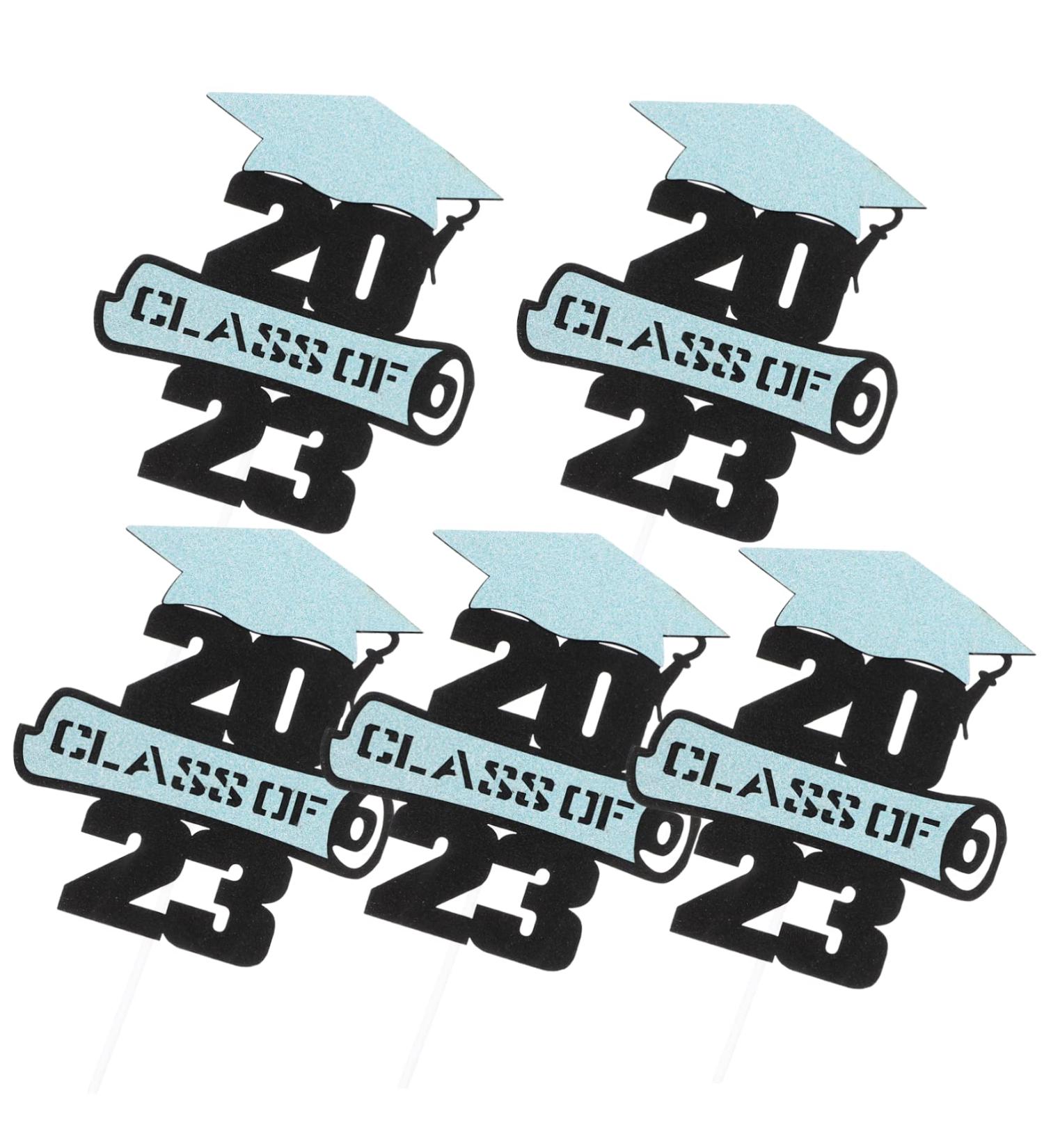 OFFSCH 5pcs 2023 Graduation Visa Insertion Graduation Gold Edible Money Graduation Party Graduation Picks Graduation Cap College Graduation Decorations Graduation Sticks Props Cake Paper Blue 13x11.5cm - Buy Online on GoSupps.com