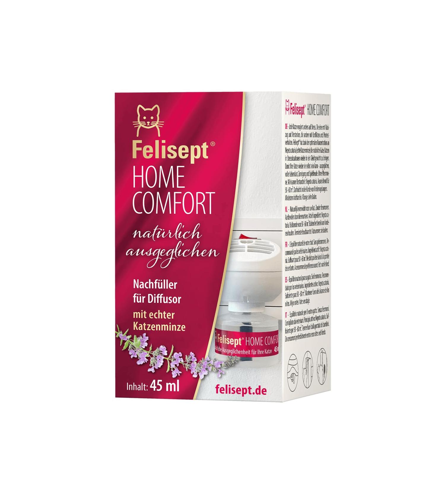 Felisept Home Comfort 45ml Refill - Natural Cat Sedative with Catnip for Calm Relaxation - Pheromone-Free Solution for Anxious Cats - Buy Online on GoSupps.com