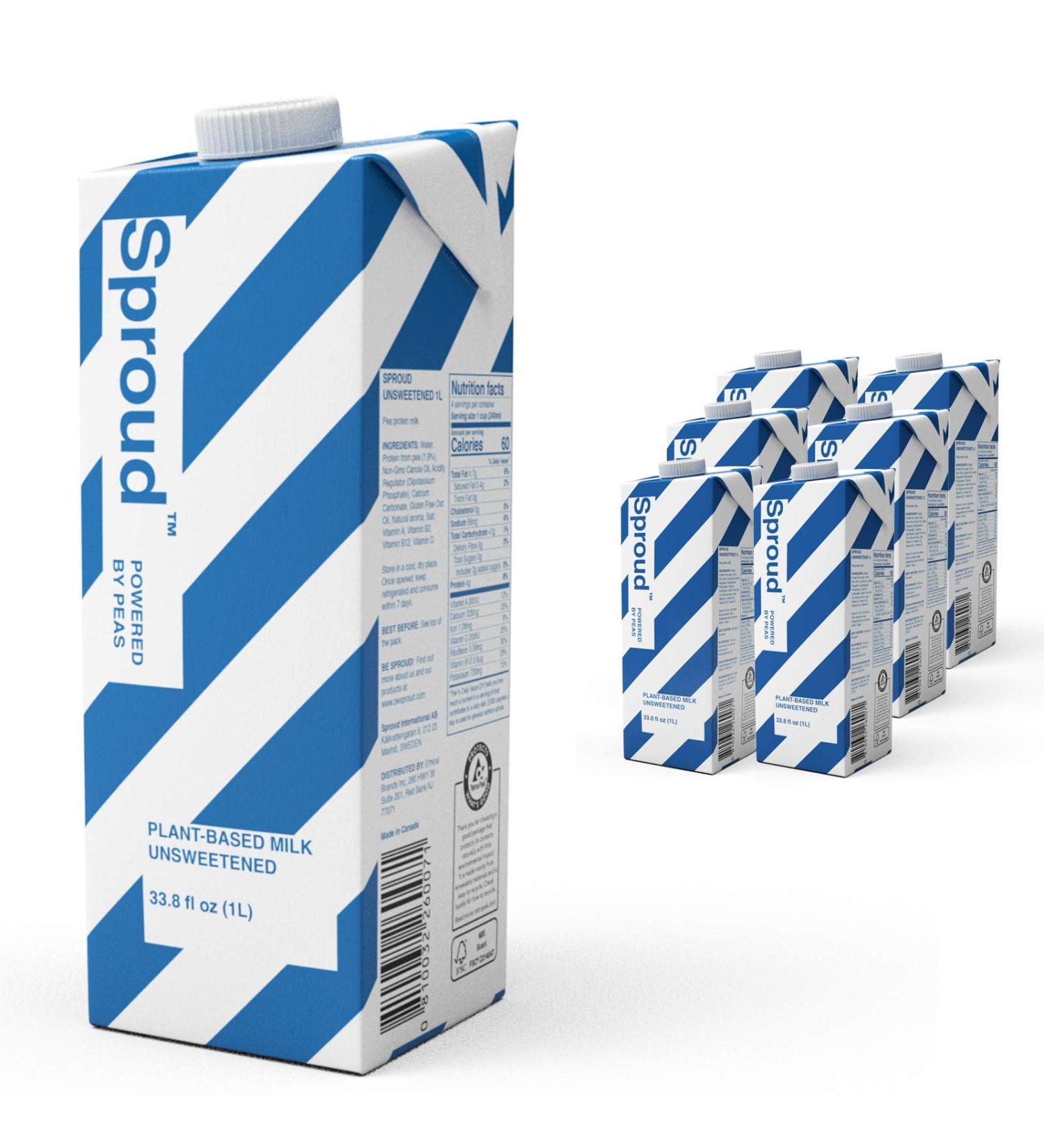Sproud Plant Based Pea Milk 33.8 Fl Oz - Pack of 6 | Unsweetened, Powered by Pea Protein | Vegan, Non-Dairy, Non-GMO Milk Alternative - Buy Online on GoSupps.com