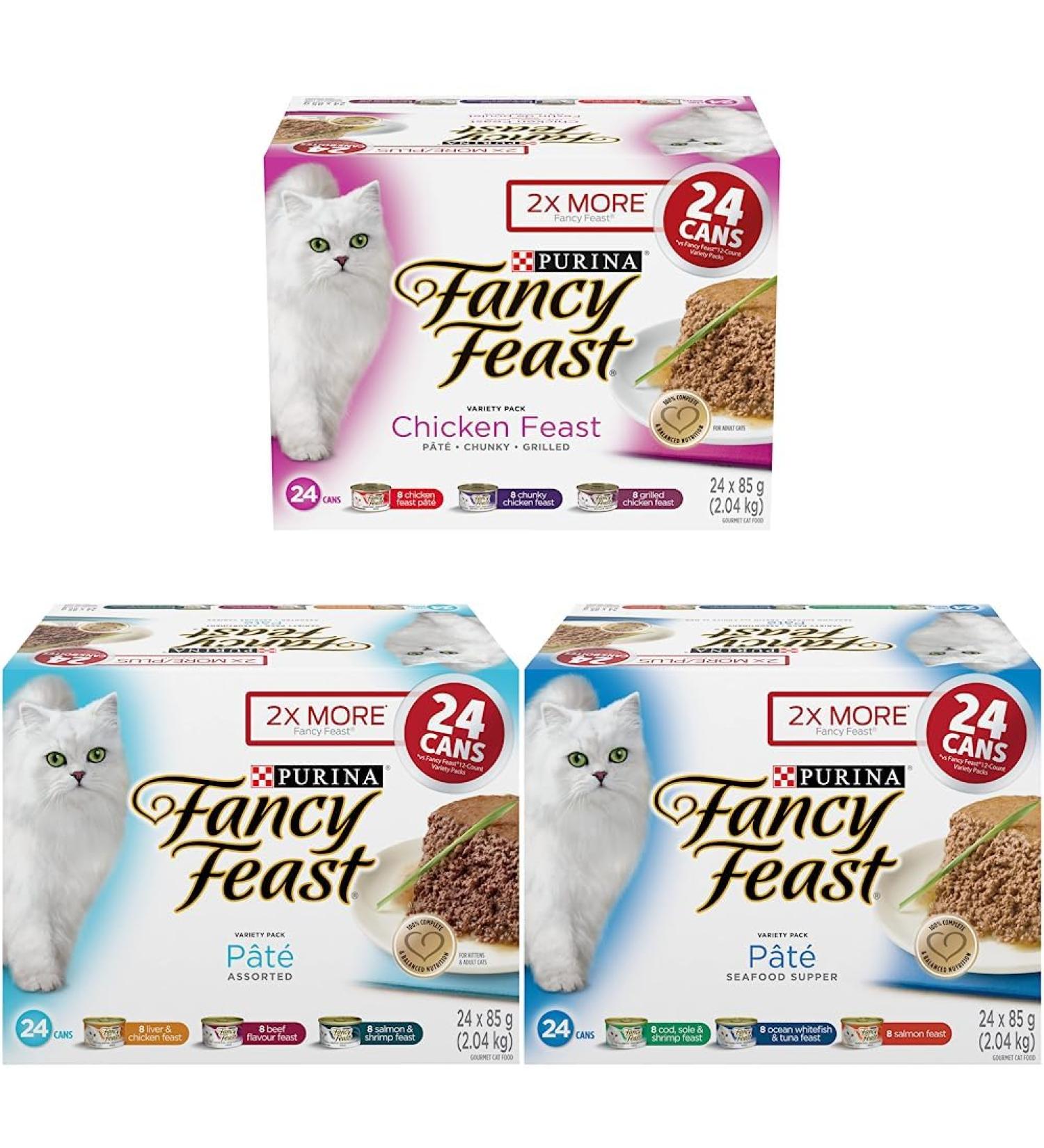 Fancy Feast Wet Cat Food Chicken Feast Variety Pack 85g & Fancy Feast Wet Cat Food Assorted P t Variety Pack 85 g & Fancy Feast Wet Cat Food Seafood Supper P t Variety Pack Cat Food+ Assorted P t + Wet Cat Seafood Food - Buy Online on GoSupps.com