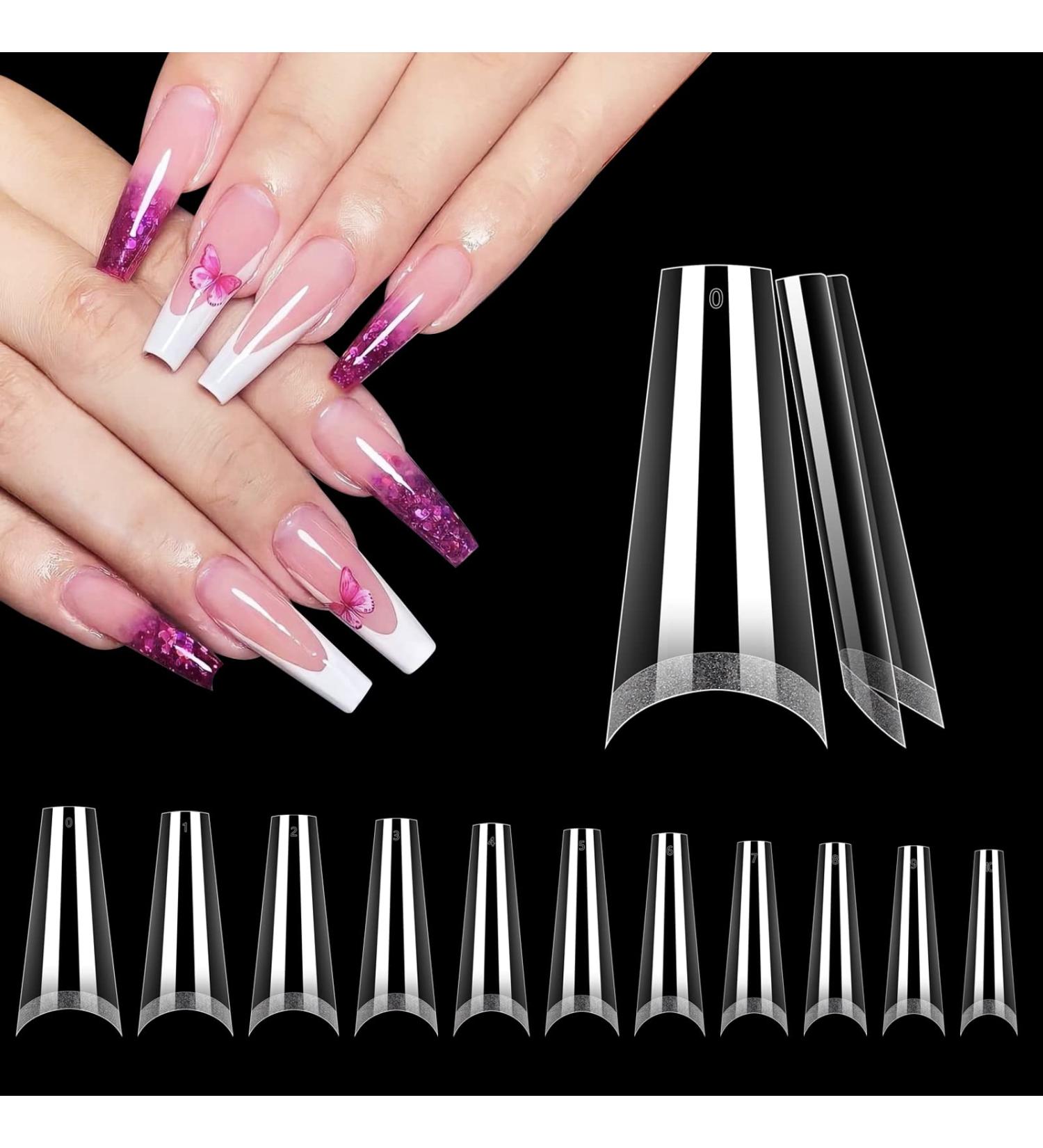 Deciniee Clear Nail Tips 550Pcs French Acrylic Press On Nails Set - XL Coffin Half Cover Natural False Nails | Professional No Crease Nail Extension Kit - 11 Sizes DIY Nail Art | 550N-NZ - Buy Online on GoSupps.com