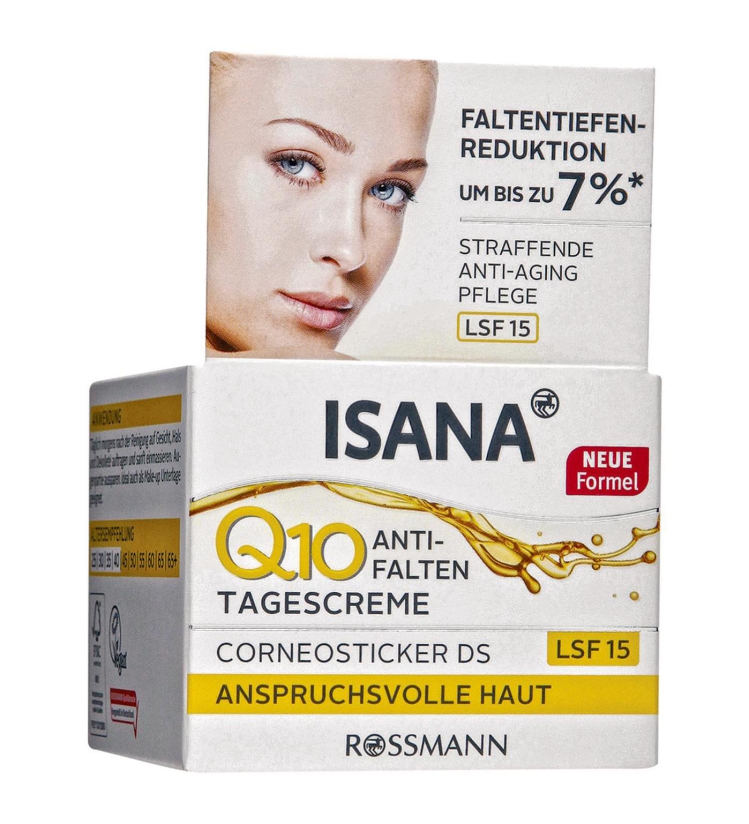 ISANA MED ISANA Q10 Anti-Wrinkle Day Cream 50 ml for Demanding Skin Corneosticker DS Reduces Wrinkle Depth Up to 7% * Anti-Aging Firming Care