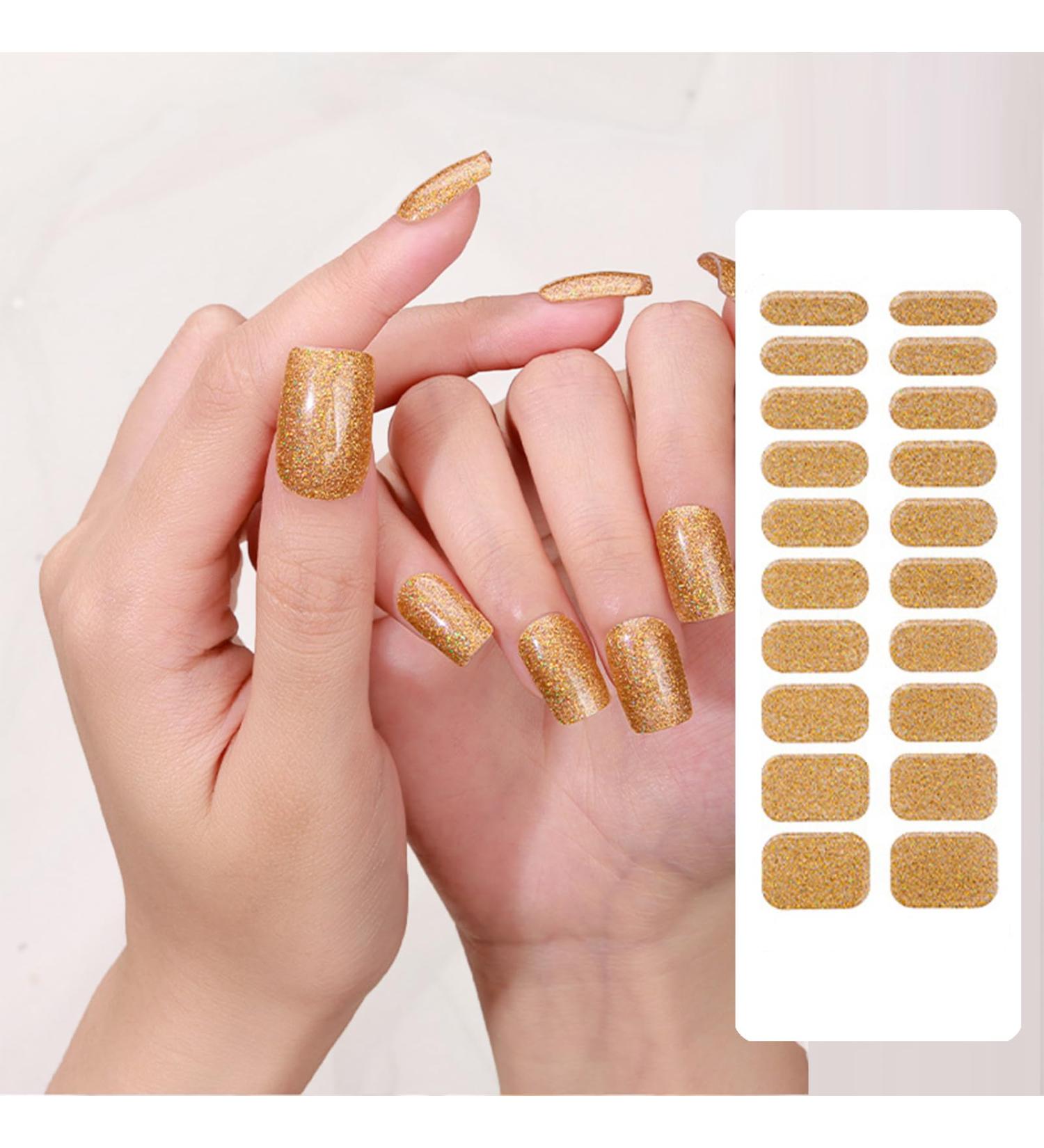 Semi Cured Gel Nail Strips Gel Nail Stickers - 20 Pcs Nail Stickers for Nail Art - Soft Self-Adhesive Gel Nail Wraps Easy Apply & Remove for Salon-Quality Manicure Kit (UV/LED Lamp Required)(BSS-0340) - Buy Online on GoSupps.com