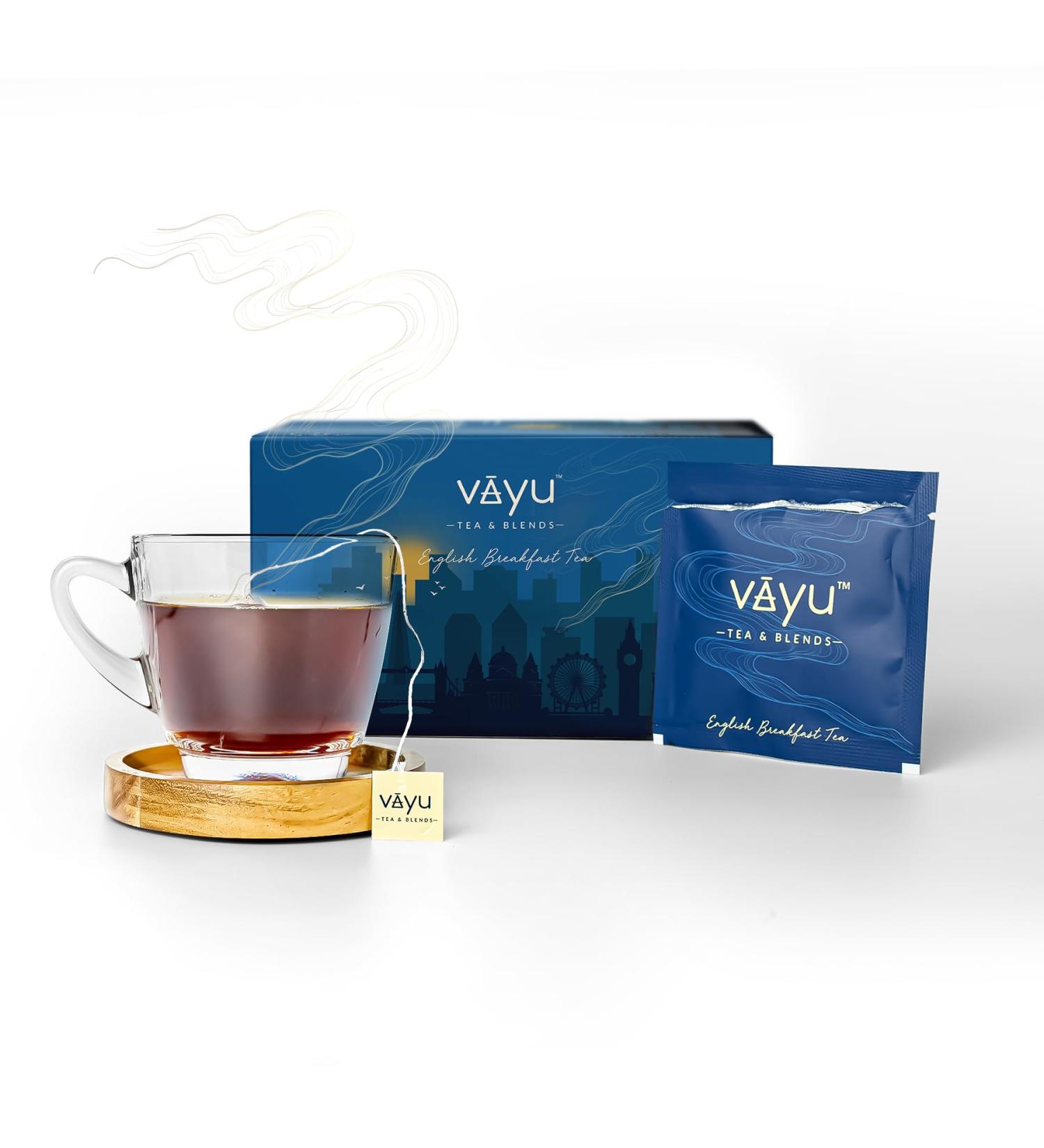Vayu English Breakfast Tea (100% Assam) - 20 Individually Wrapped tea bags - Buy Online on GoSupps.com