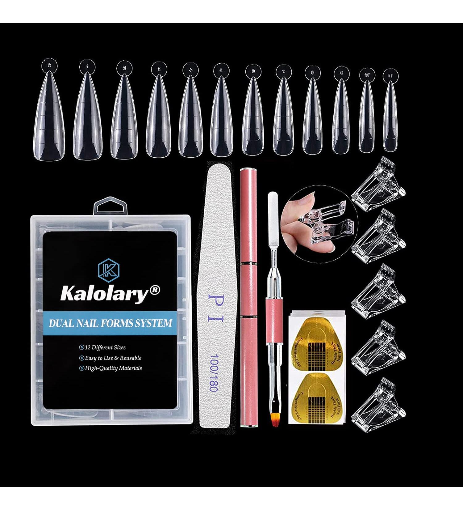 Kalolary 120PCS Gel Nail Dual Forms Set | Nail Art Stickers, Brush, File & Clips | Acrylic Nails Extension Kit - Buy Online on GoSupps.com