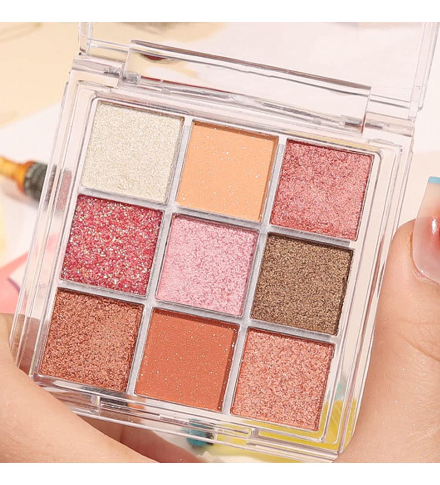 AMY'S DIARY 9 Colors Pink Glitter Eye Shadow Palette - Eye Makeup Cosmetics for Daily Sparkling Looks - O08 - Buy Online on GoSupps.com