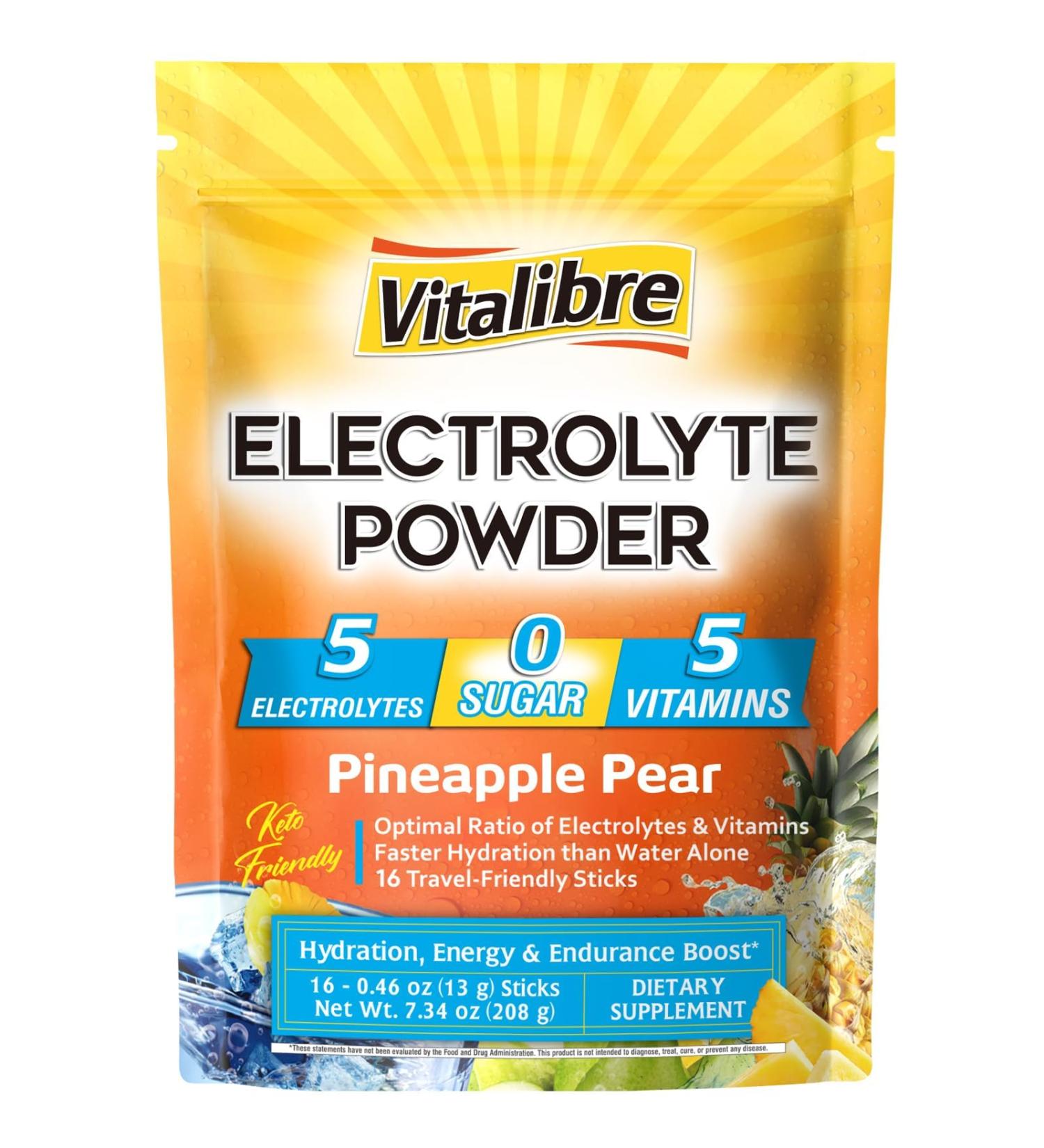 Electrolytes Powder Packets | Magnesium Potassium Sodium Vitamin C | for Rapid Hydration | Zero Sugar & Keto | 16 Stick Packs | Pineapple Pear Flavor Pineapple Pear 7.3 Ounce (Pack of 1) - Buy Online on GoSupps.com