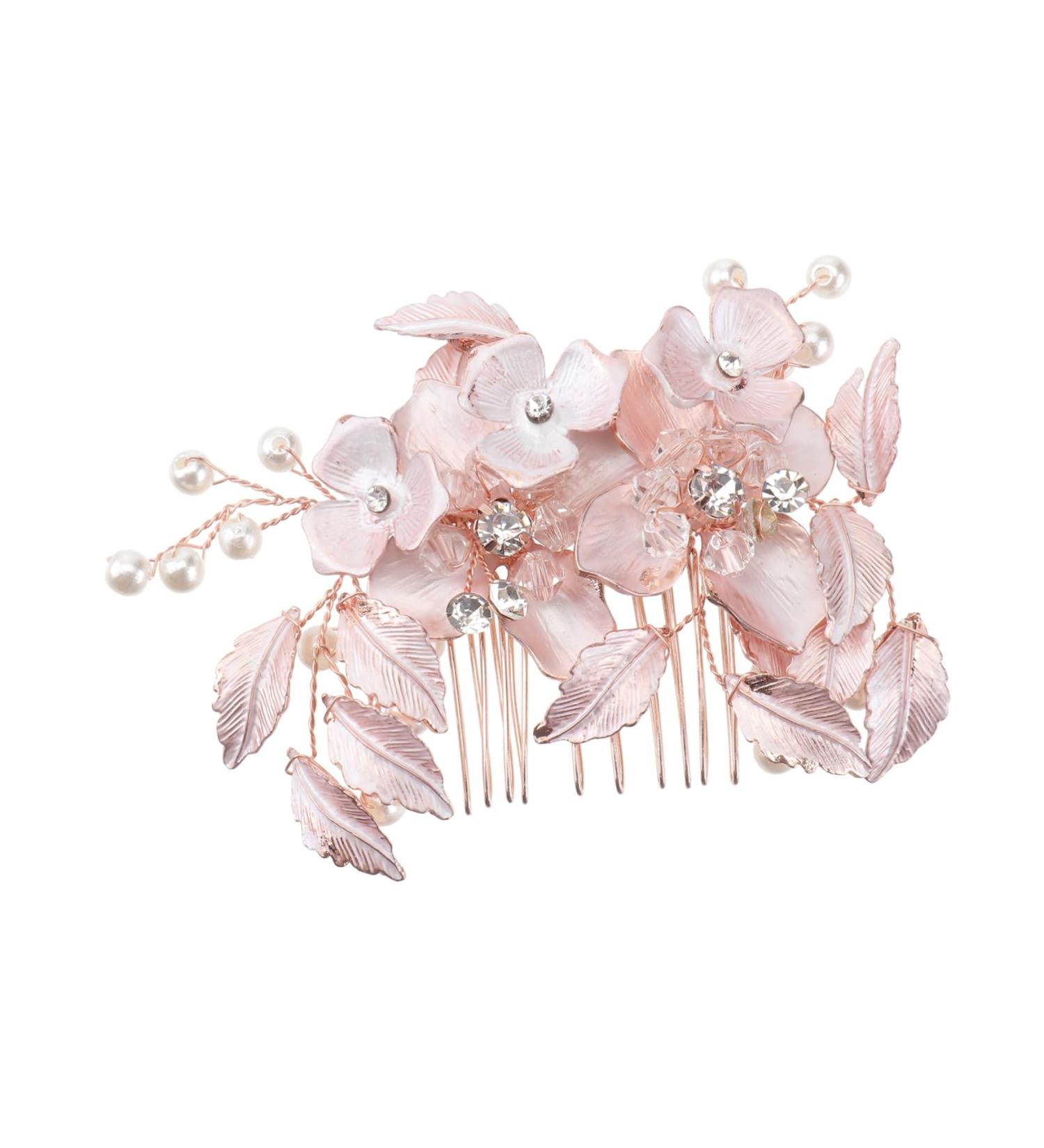DOITOOL 1pc Mori Wedding Flower Handmade Comb Bridal Headdress Hair Comb for Wedding Floral Hair Accessories Crystal Bridal Hair Barrette Pearl Alloy Japanese and Korean Bride - Buy Online on GoSupps.com