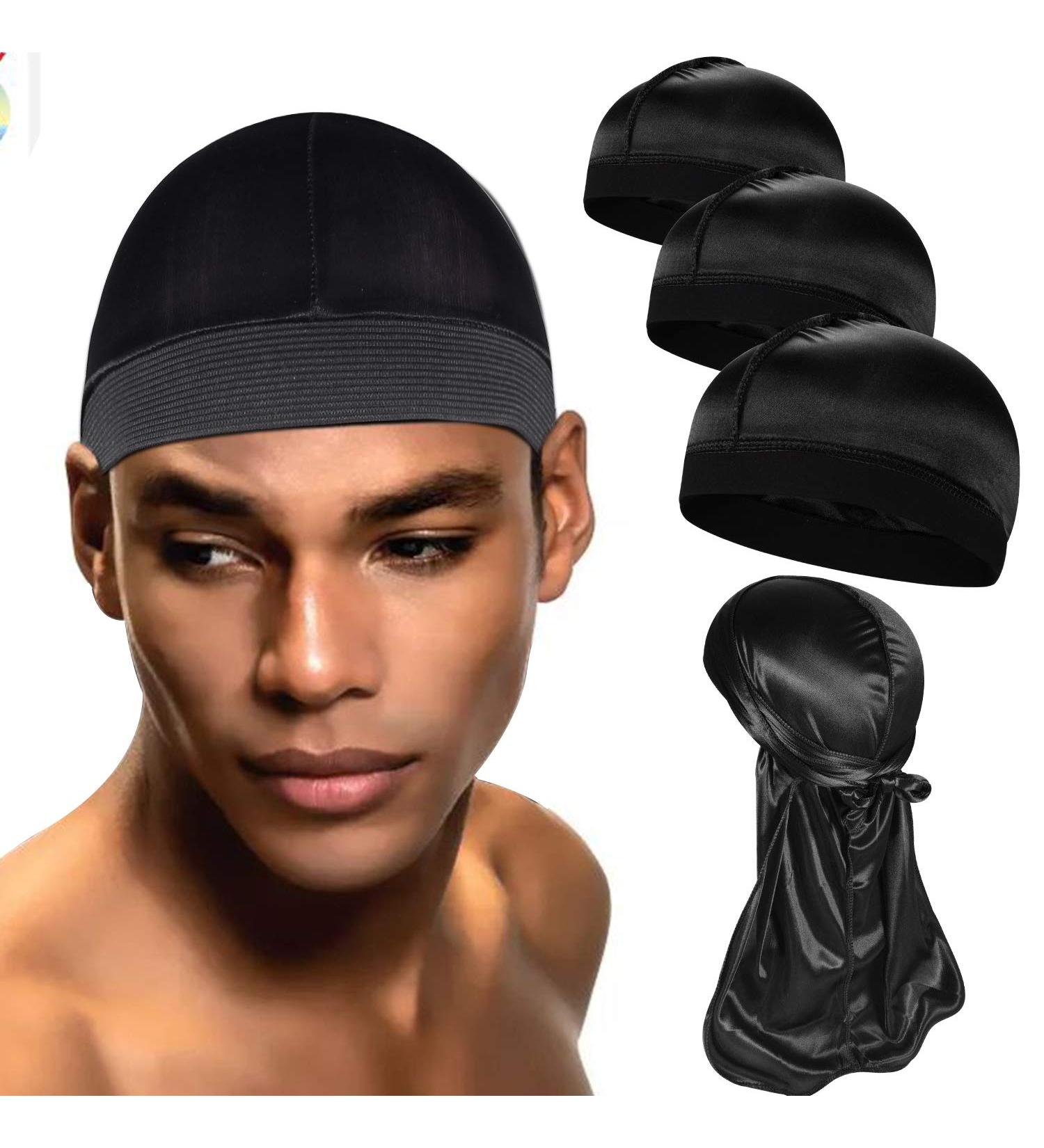 3+1 Wave Caps Silky Durags Pack for Men - Good Compression Satin Doo Rag Set - Buy Online on GoSupps.com