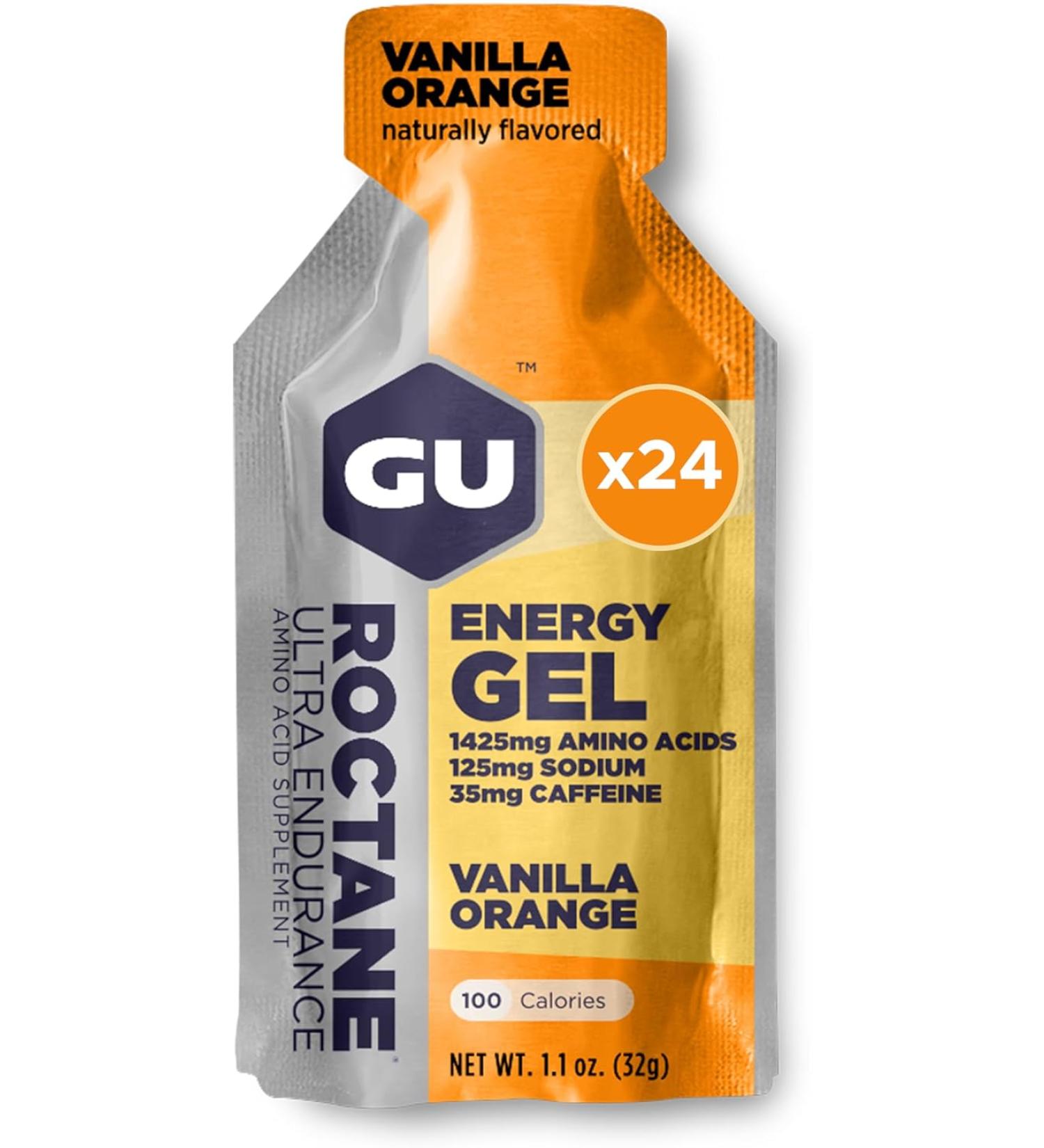 GU Energy Roctane Ultra Endurance Energy Gel - Vegan - Gluten-Free and Dairy-Free On-The-Go Sports Nutrition for Athletes  - Vanilla Orange - 24 Packets - Buy Online on GoSupps.com