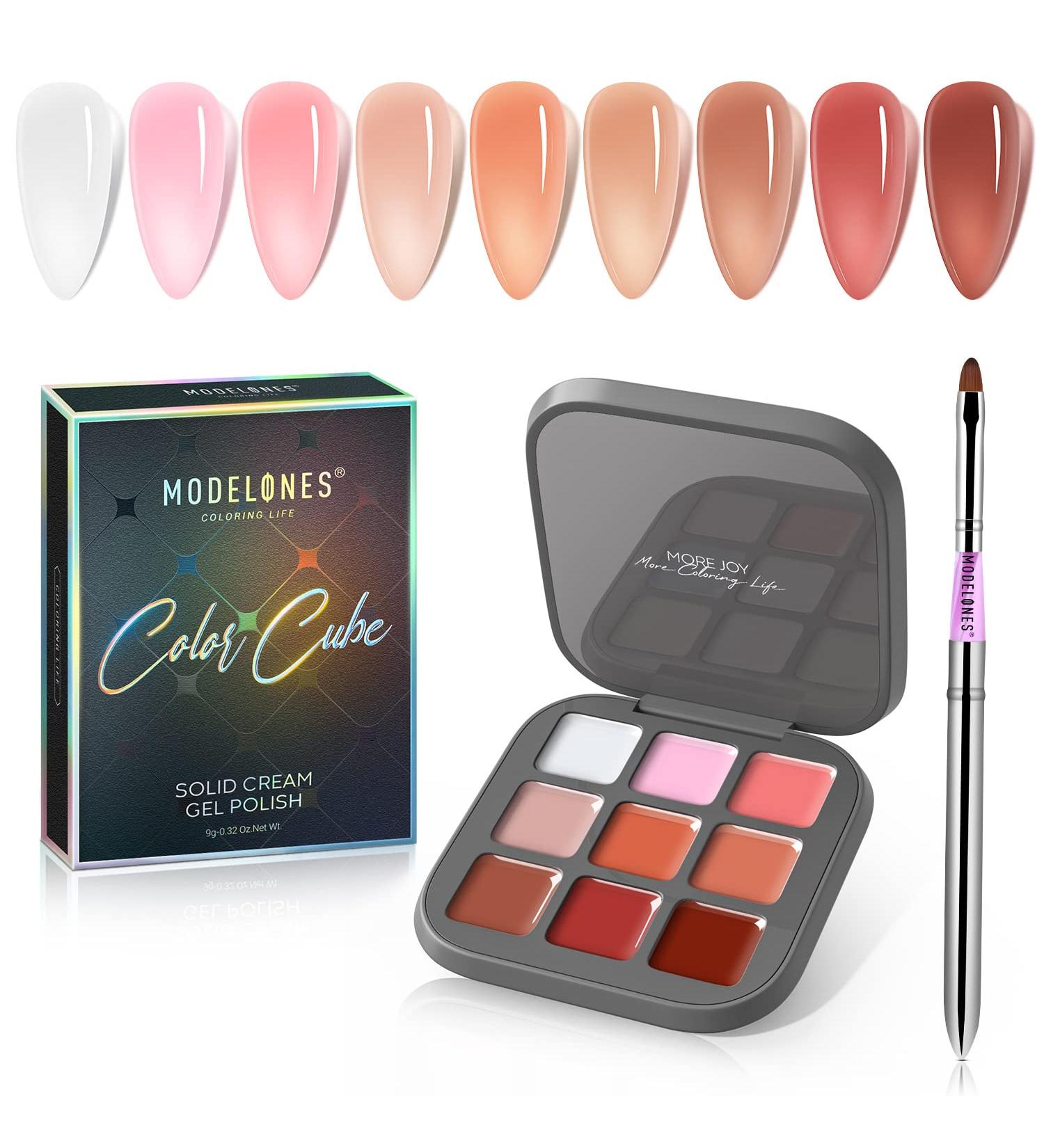 Modelones Jelly Gel Nail Polish Set - 9 Neutral Nude Pink Brown Colors | Solid & Translucent Pudding Gel | Upgraded Cr me Manicure Palette | Salon DIY Kit with Pro Nail Brush - A2-Lovesick - Buy Online on GoSupps.com