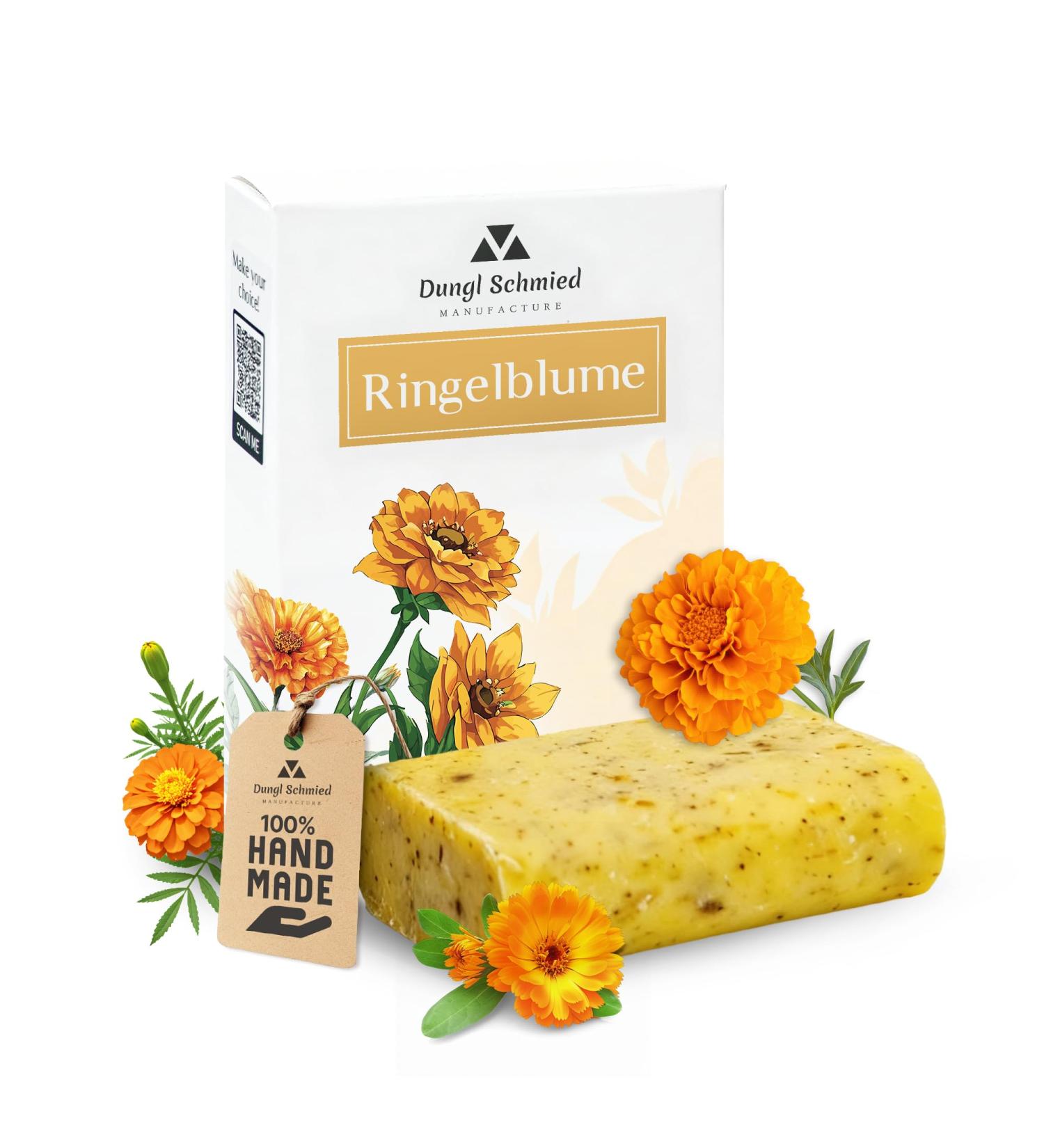  Dungl Schmied Solid Calendula Soap - Natural Soap No Palm Oil - Care Soap for All Skin Types - Gentle Handmade Exfoliating Soap - Natural Scent Soap Bar - Buy Online on GoSupps.com