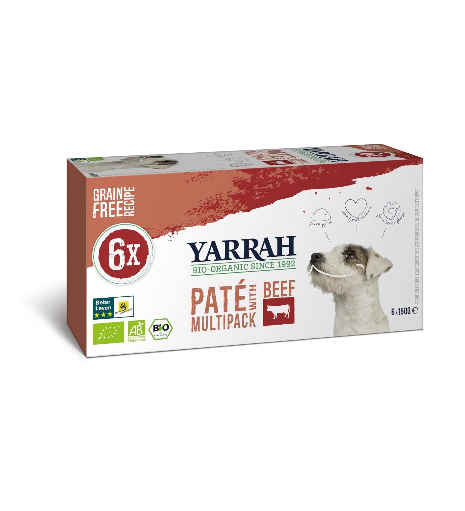 Yarrah Organic Beef Pate for Dogs 6 x 150g Boxes