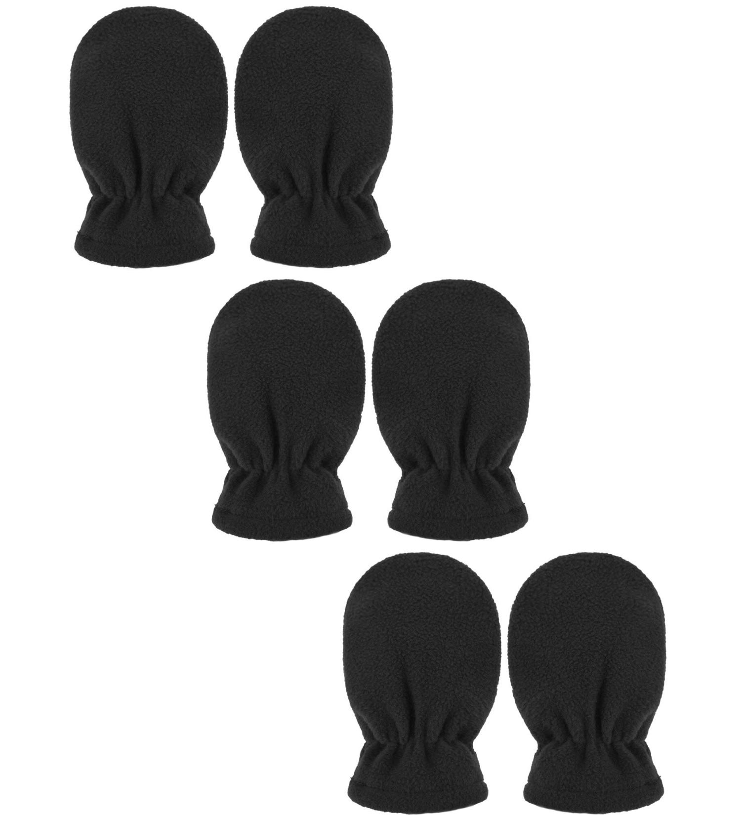Boyiee 3 Pairs Baby Toddler Winter Mittens | Fleece Warm Kids Mittens 6-18 Months Black - Buy Online on GoSupps.com