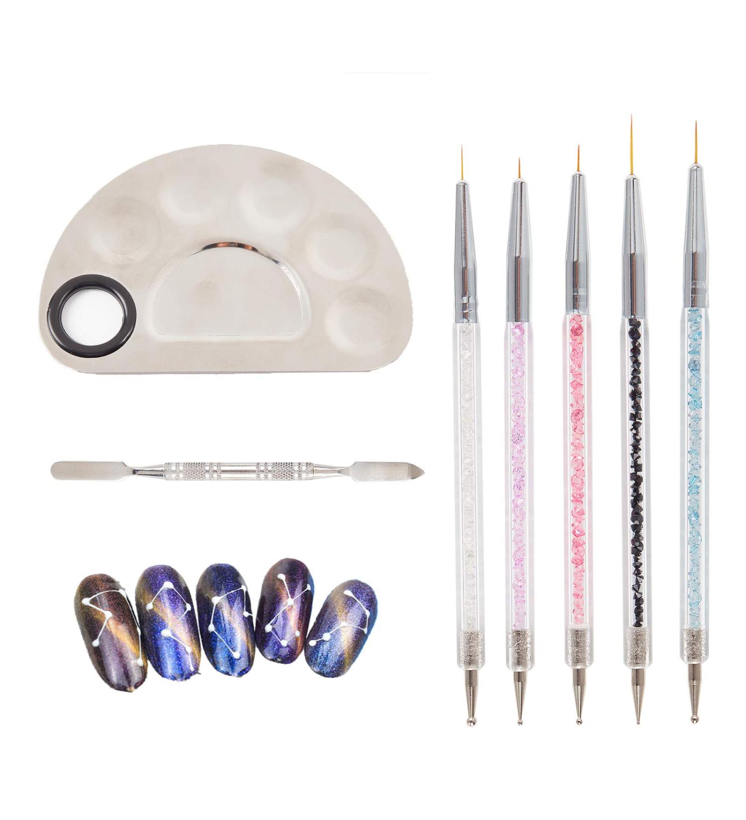 Niceneeded 5-Piece Double Ended Nail Art Kit | Stainless Steel Dotting Tools & Makeup Palette Spatula - Perfect for Nail Art & Foundation Mixing - Buy Online on GoSupps.com