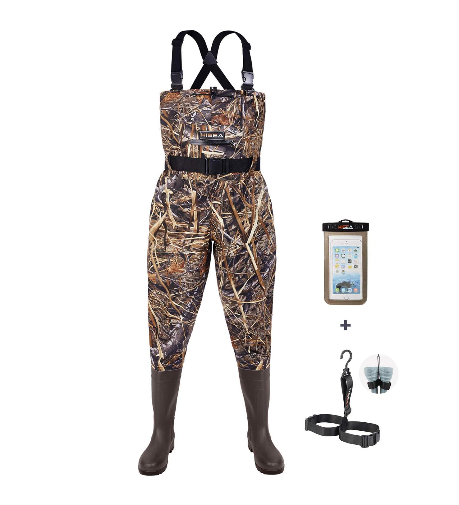 HISEA Men's Waterproof Chest Waders with Boots - Camo, Lightweight, Cleated, M10/W12 - Buy Online on GoSupps.com