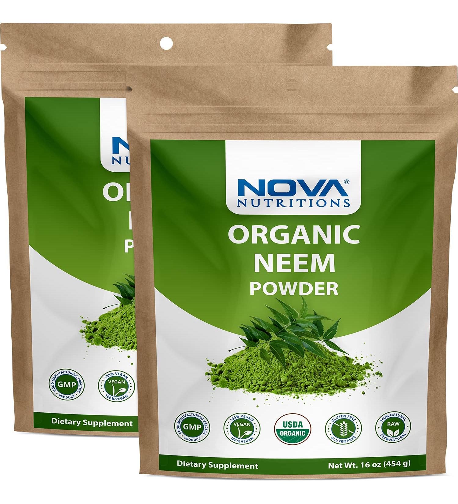 Organic Neem Leaf Powder 16 OZ (454 gm) 2 Pack - Azadirachta Indica - 32 OZ Total - Buy Online on GoSupps.com