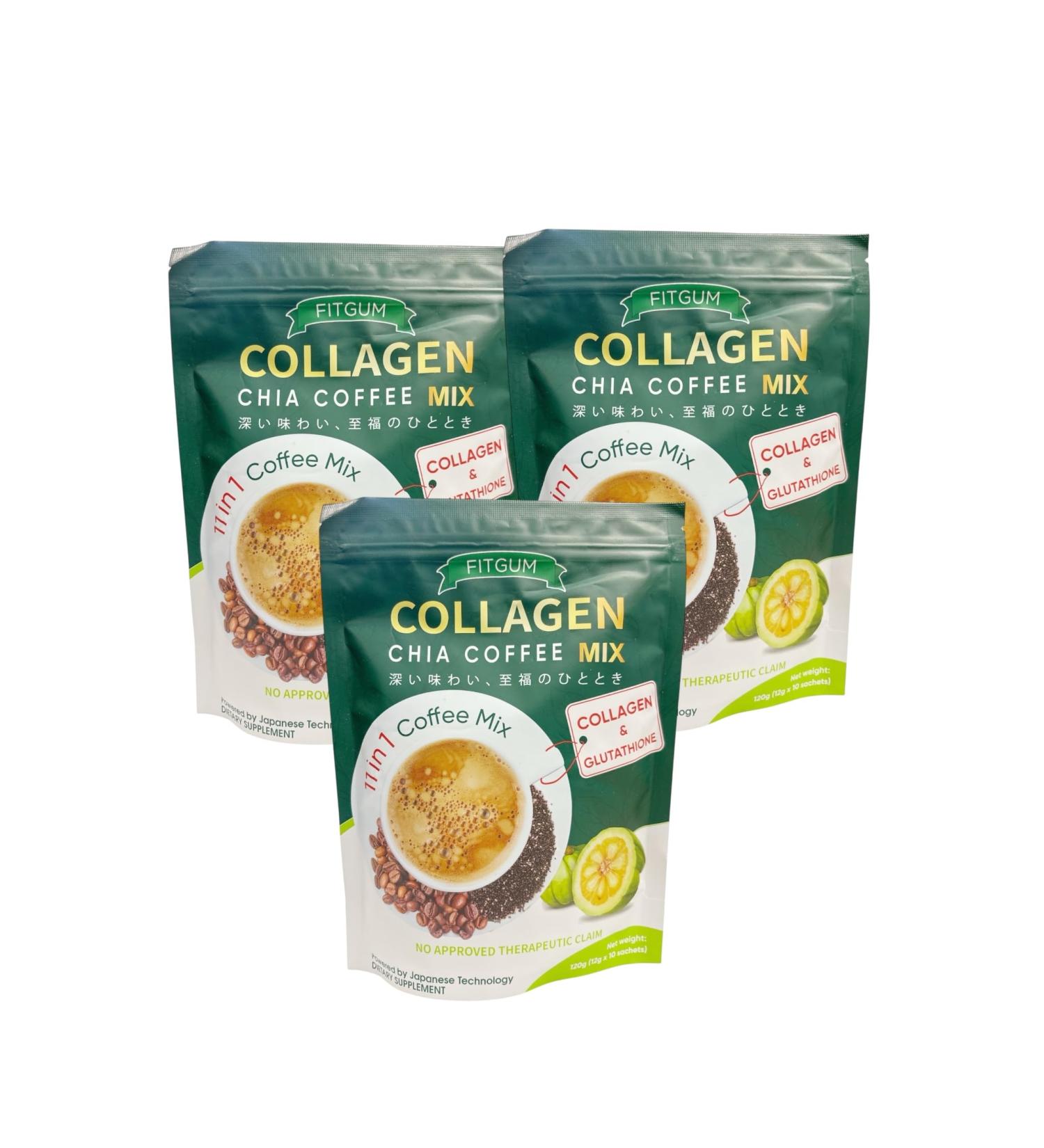Fit Gum Collagen Chia Coffee - 11 in 1 Coffee Mix (3 Packs) - Buy Online on GoSupps.com