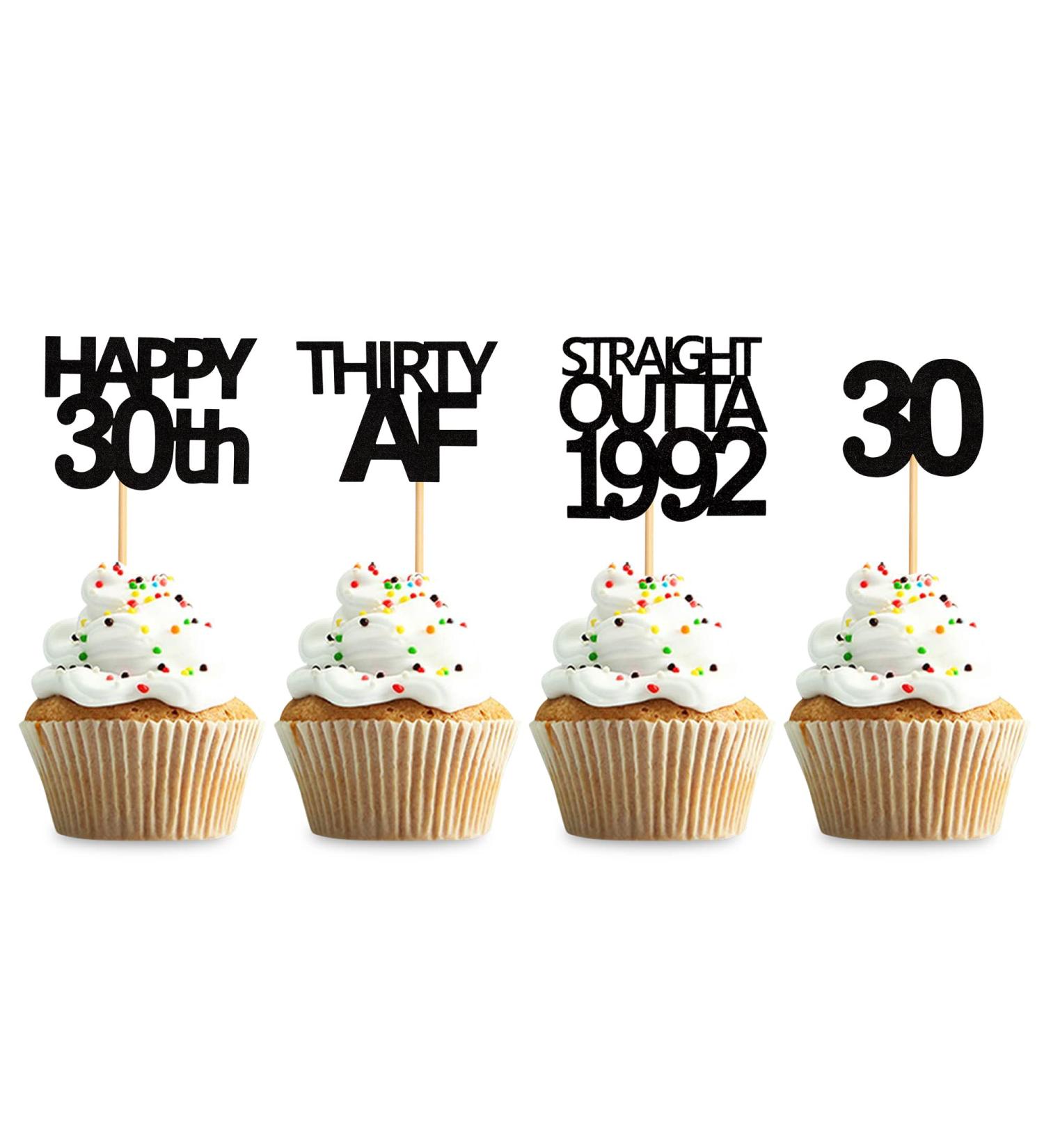 Keaziu 48 Pack Straight Outta 1992 & Thirty AF Cupcake Toppers - 30th Birthday Party Decor - Buy Online on GoSupps.com
