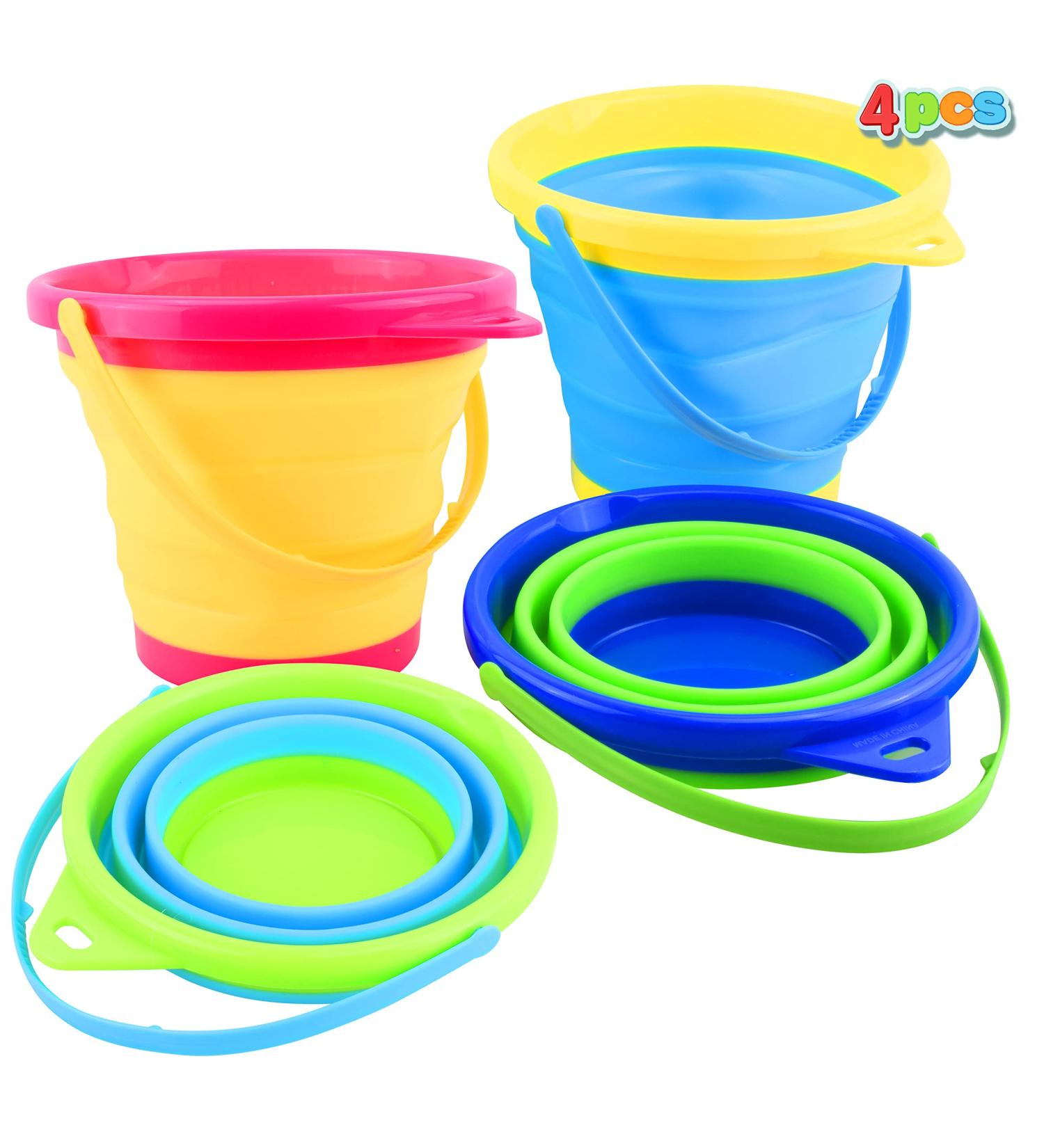 JOYIN 4 Collapsible Buckets & Basket for Kids - Portable 2L Foldable Tub for Beach, Camping, Fishing & Fun Activities - Buy Online on GoSupps.com