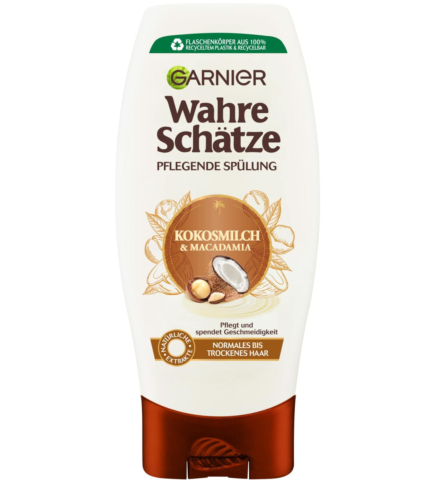 Garnier Caring rinse for normal and dry hair with coconut milk and macadamia for more suppleness and shine 200 ml real treasures