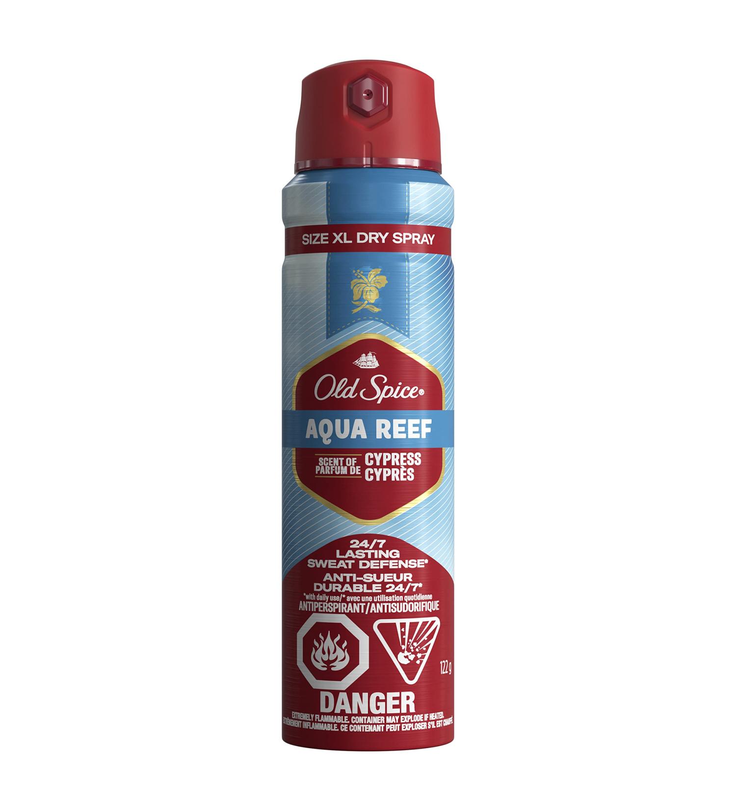 Old Spice Men's Antipespirant & Deodorant Dry Spray Aqua Reef 122g Dry Spray Aqua Reef 122 g (Pack of 1) - Buy Online on GoSupps.com