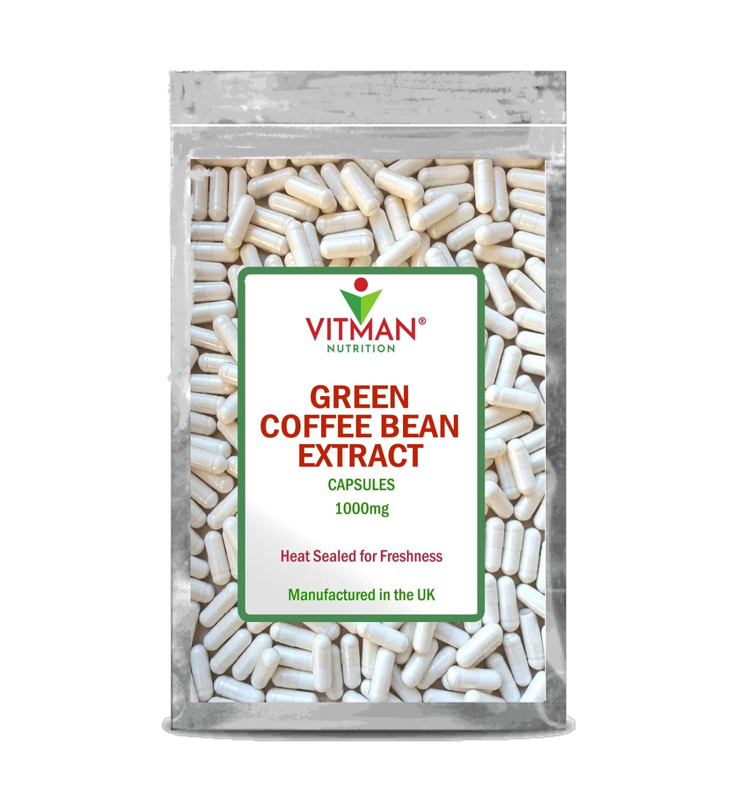 Green Coffee Bean Extract 90 Capsules - 1000mg - Natural Energy & Diet Pills for Keto & Vegan Diet - Made in UK - Buy Online on GoSupps.com