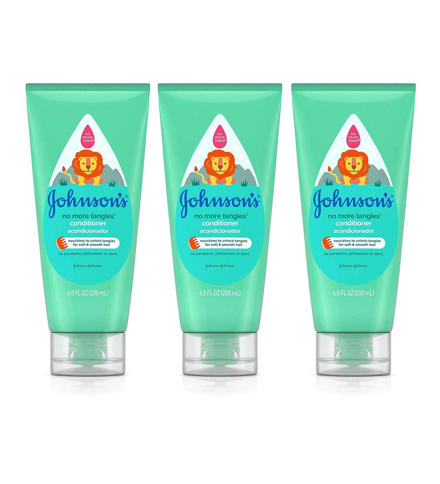 Johnson's No More Tangles Kids Conditioner Pack of 3 - Hypoallergenic, Paraben-Free, 6.8 Fl Oz - Buy Online on GoSupps.com
