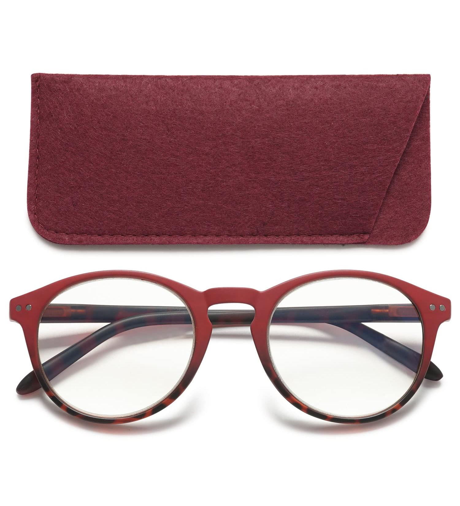 Twinkleyes Anti Blue Light Reading Glasses - High-Quality Retro Round Glasses for Men & Women with Spring Hinges +0 1.5 2.0 2.5 3.5 4.0 Red - Blue Light Filter (1 Piece) - Buy Online on GoSupps.com